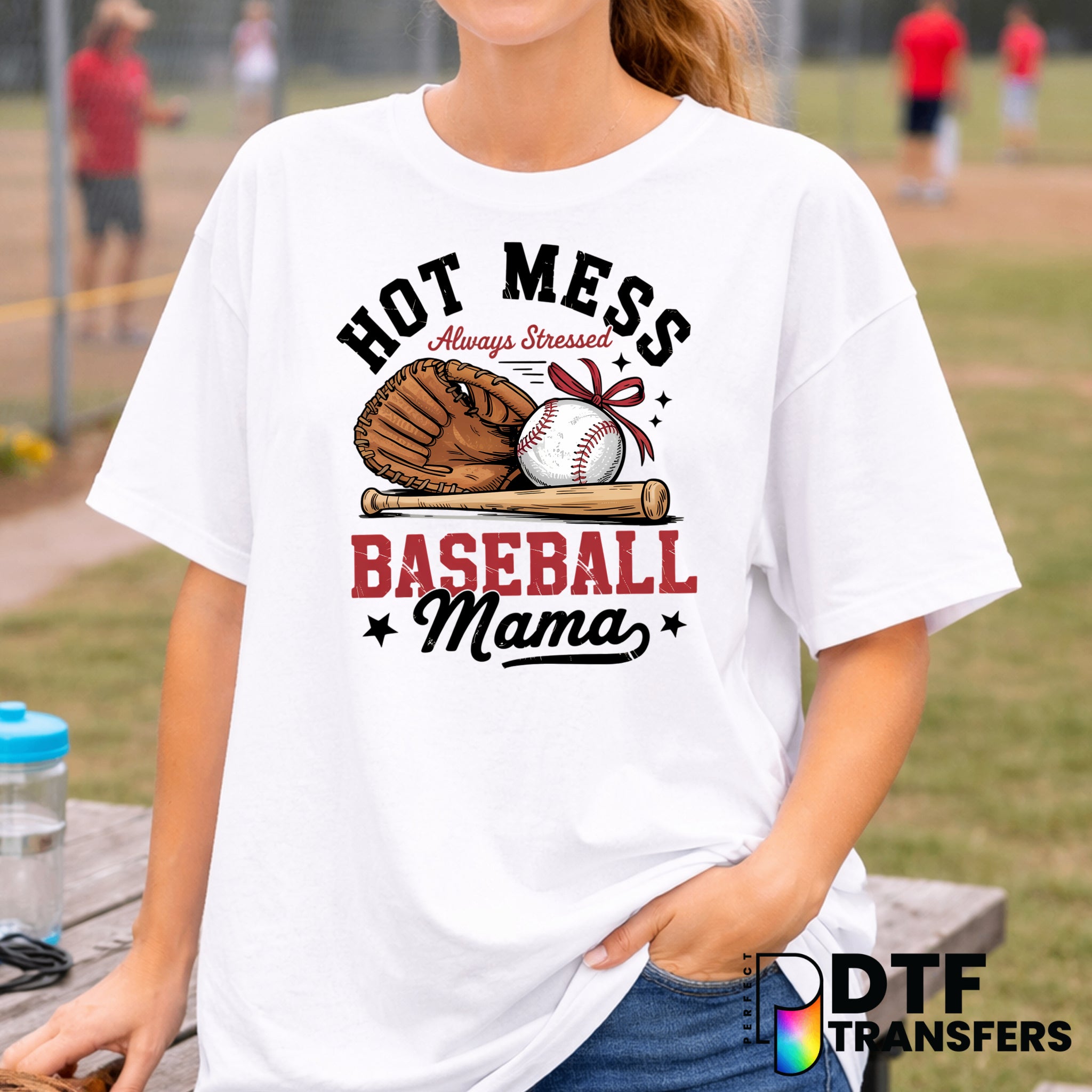 Hot Mess Baseball Mama – Baseball DTF Transfer