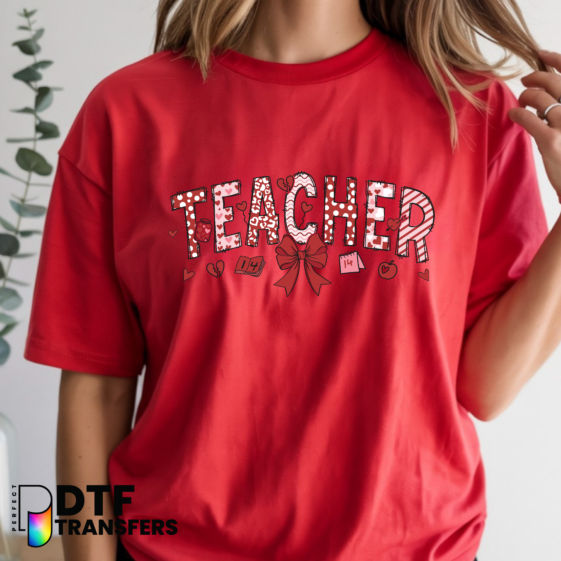 Teacher Bow with Heart – Teacher DTF Transfer