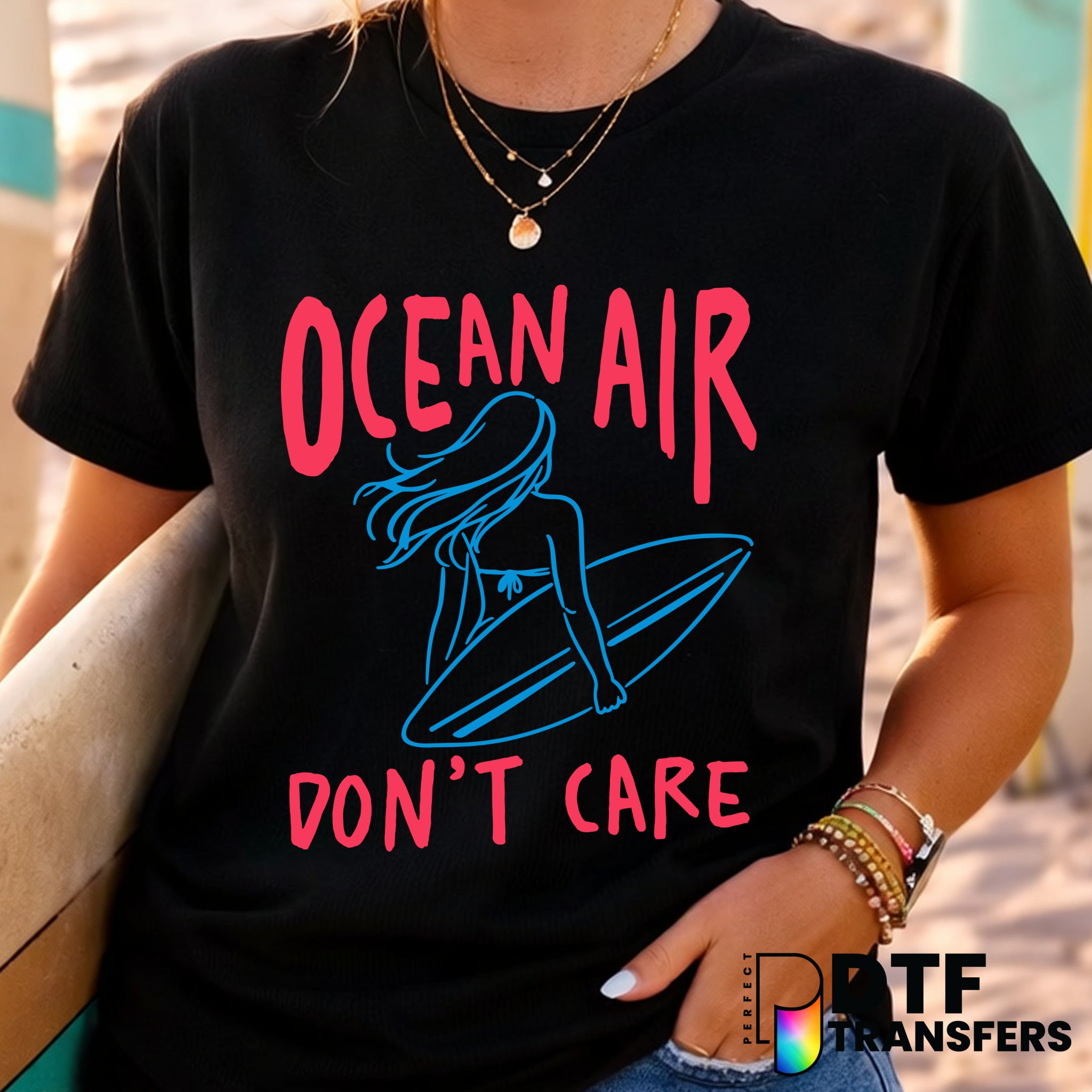 Ocean Air Don't Care Surfing Summer – Surfing DTF Transfer