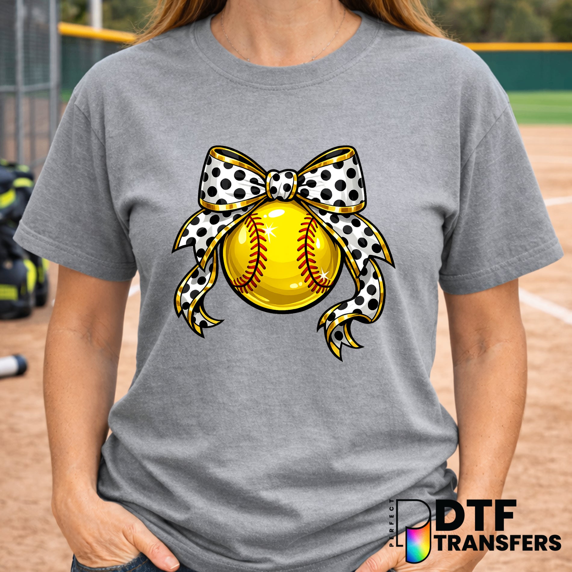 Softball Polka Dot Coquette Bow – DTF Transfer