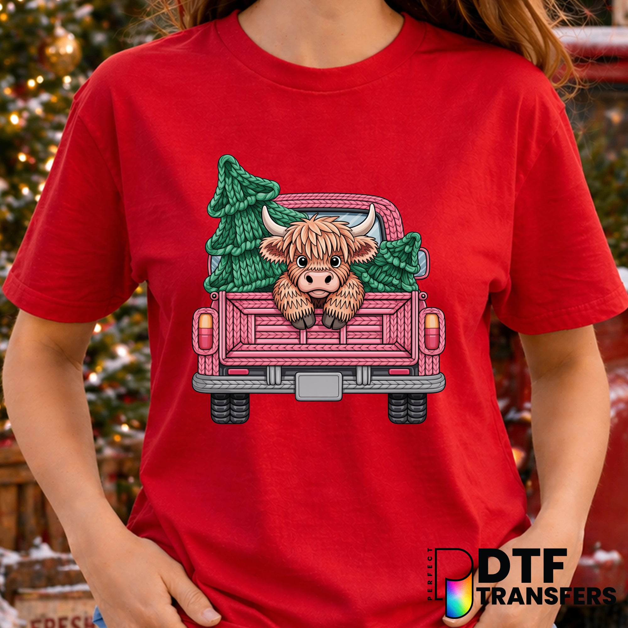 Highland Cow Christmas Truck – Christmas DTF Transfer