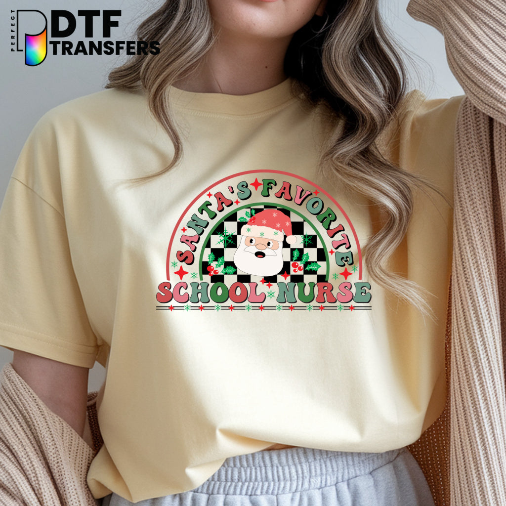 Santa's Favorite School Nurse Christmas – School Nurse DTF Transfer