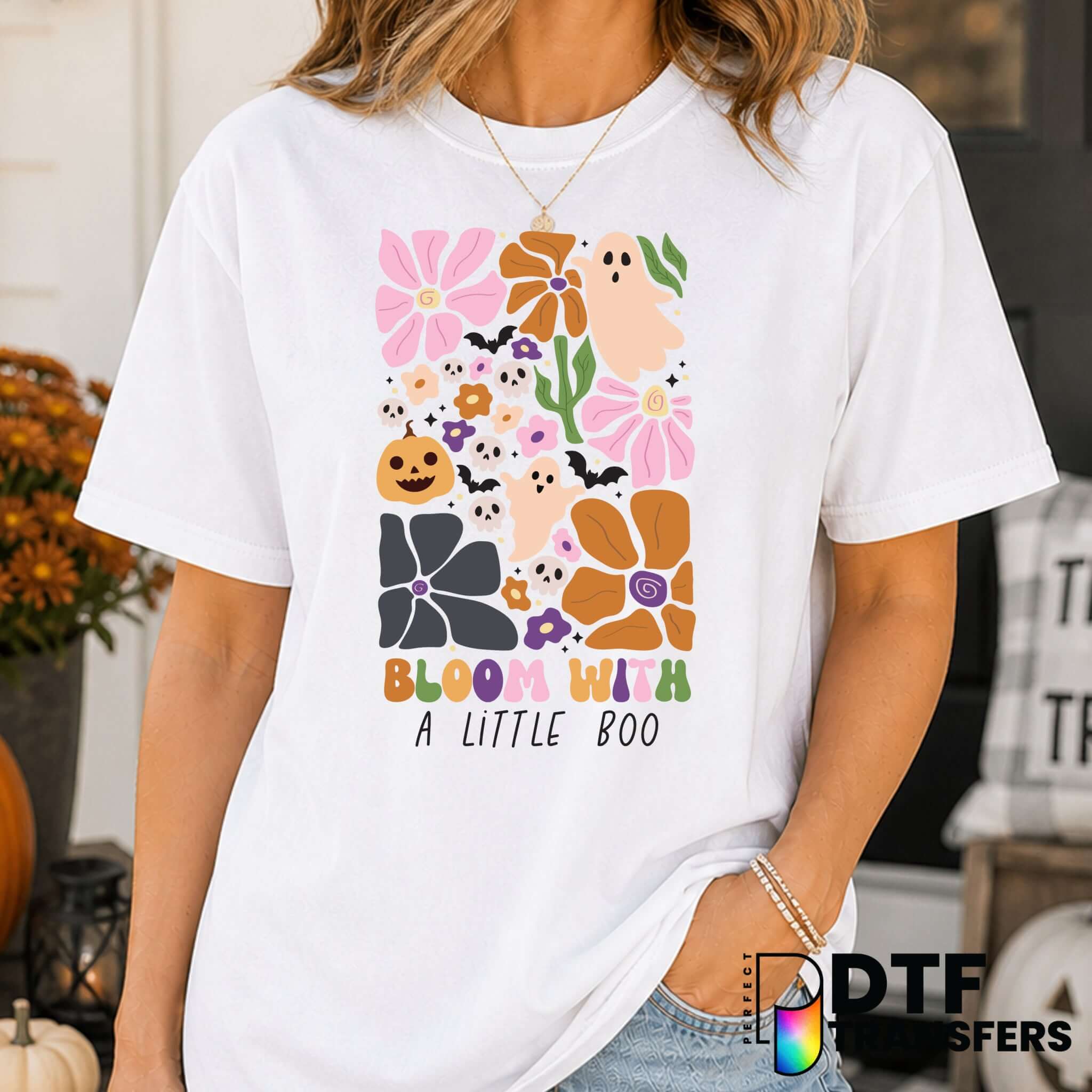Bloom With A Little Boo – Halloween DTF Transfer