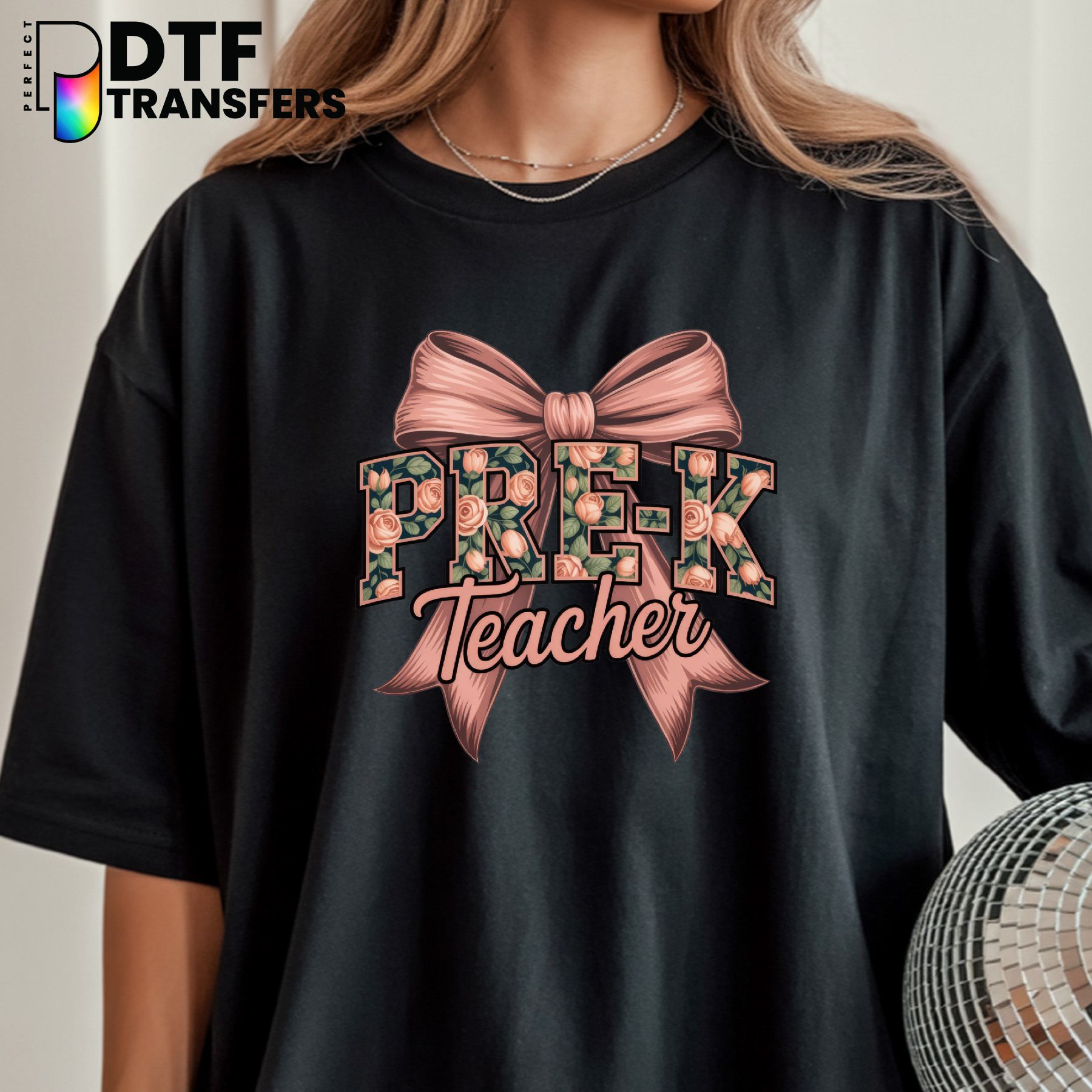 PreK Pink Bow – Teacher DTF Transfer