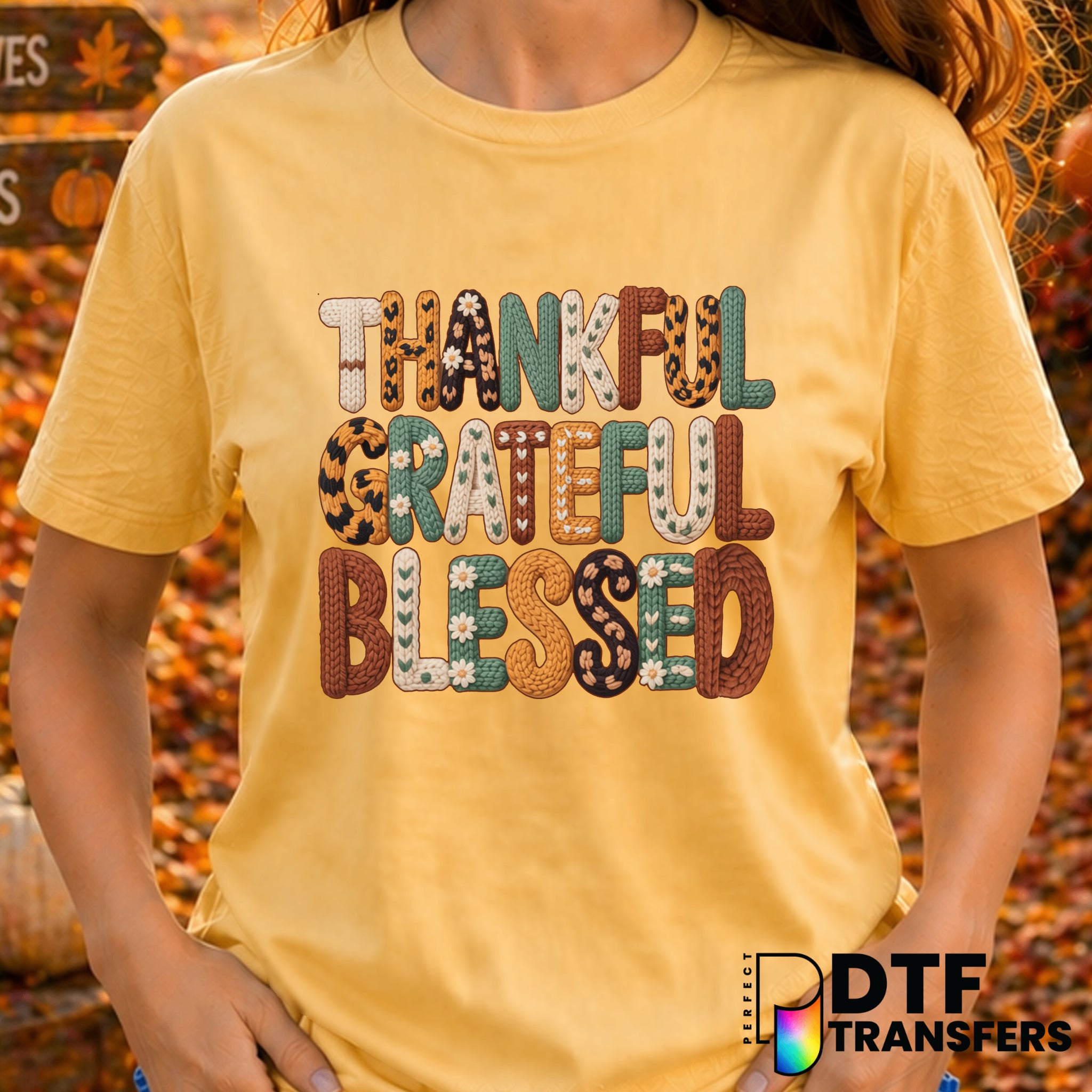 Thankful Grateful Blessed – Thanksgiving DTF Transfer
