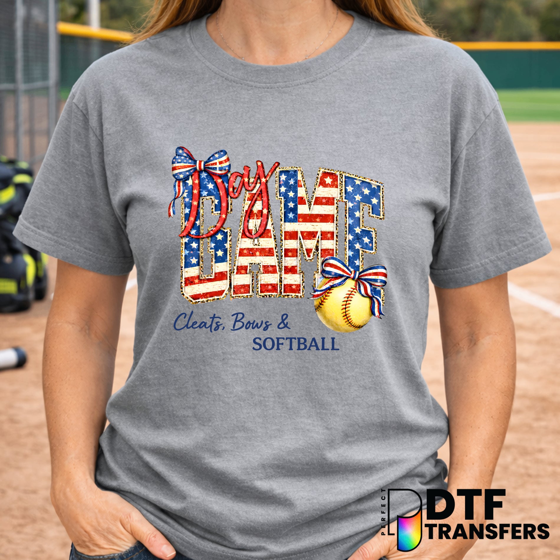Game Day American Flag Softball – DTF Transfer