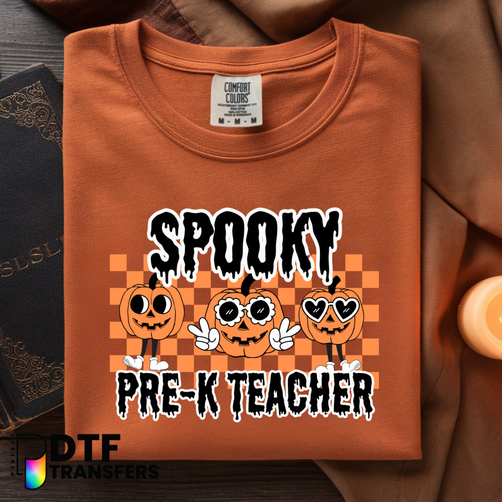 Retro Halloween Spooky Pre-K Teacher – Teacher DTF Transfer