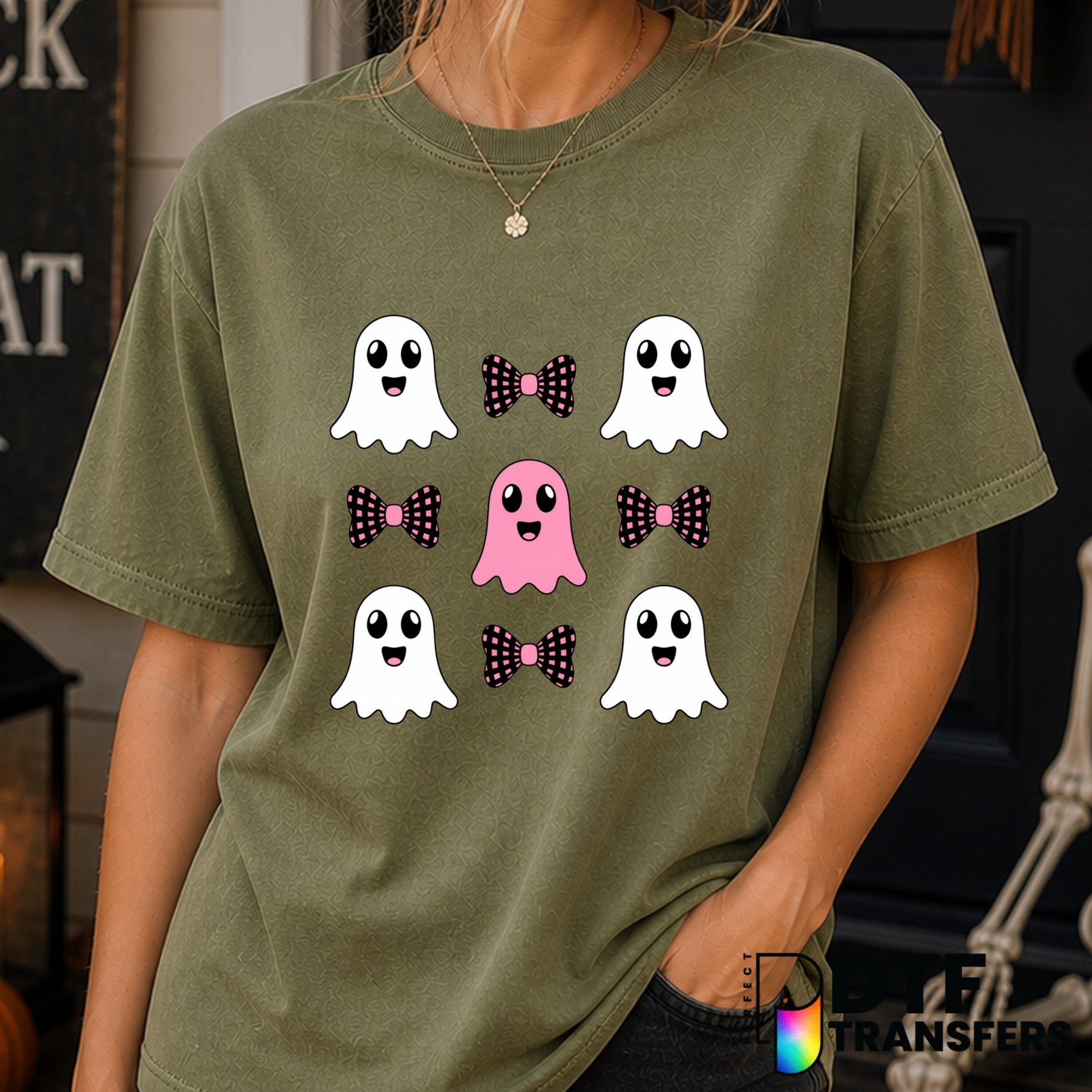 Cute Ghost Coquette Bow – Halloween DTF Transfer