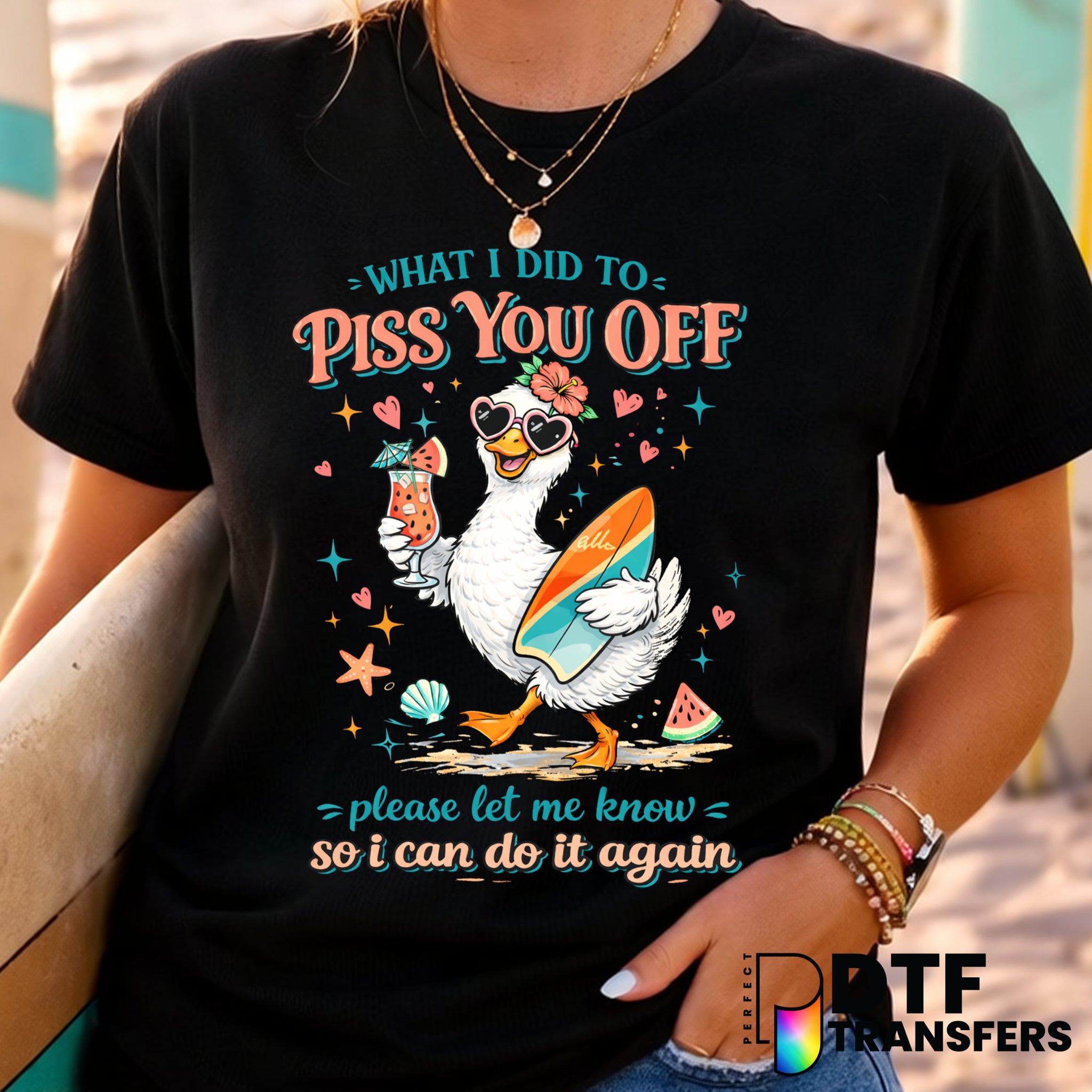 Funny Surfing Goose – Surfing DTF Transfer