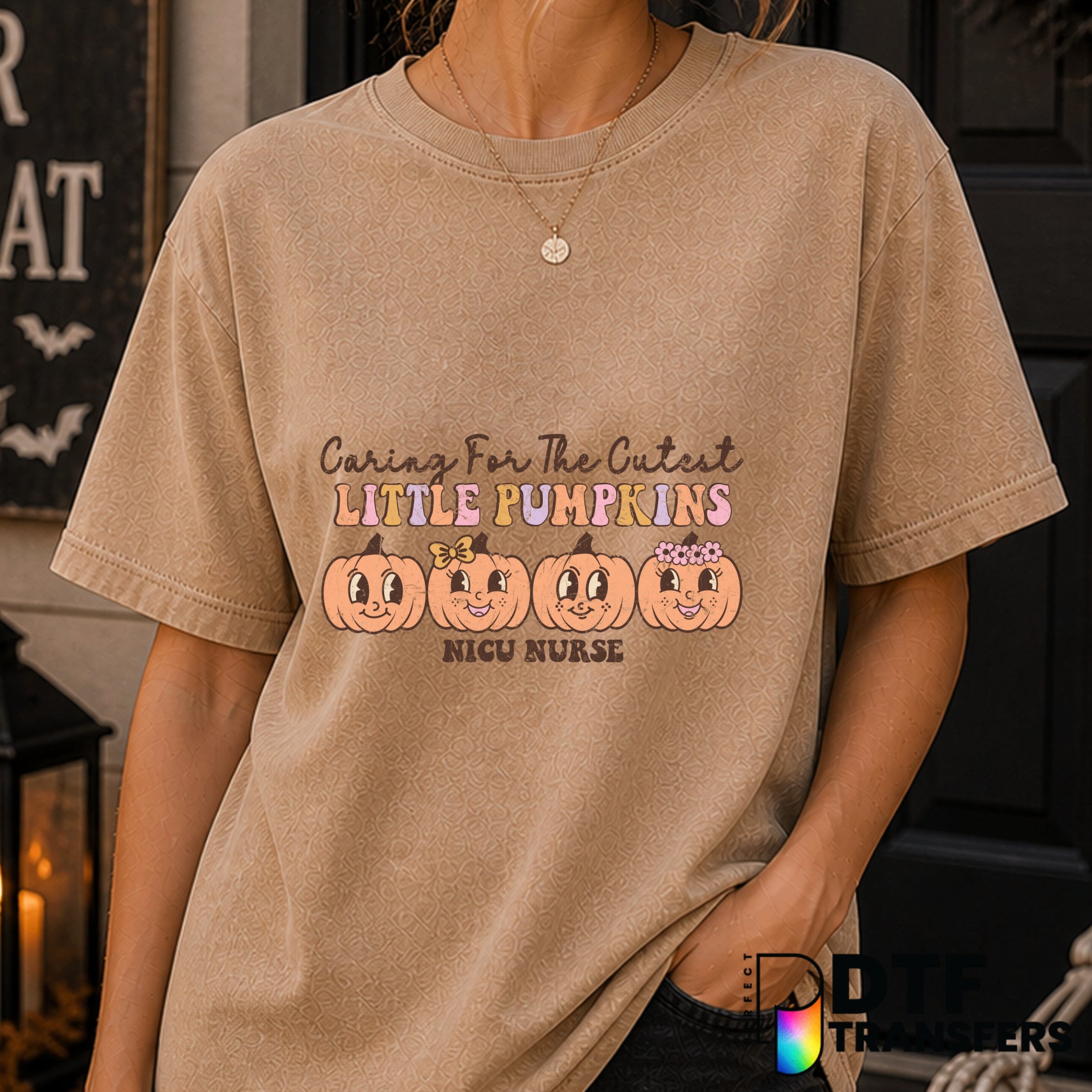 Caring For The Cutest Little Pumpkins NICU Nurse Halloween Grunge – Halloween DTF Transfer