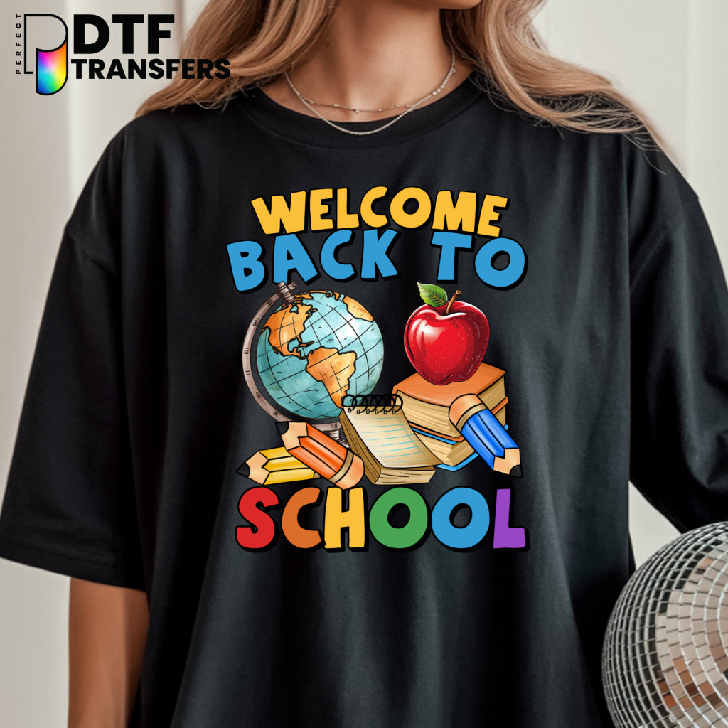 Welcome Back to School – Globe Pencils Apple Teacher DTF Transfer