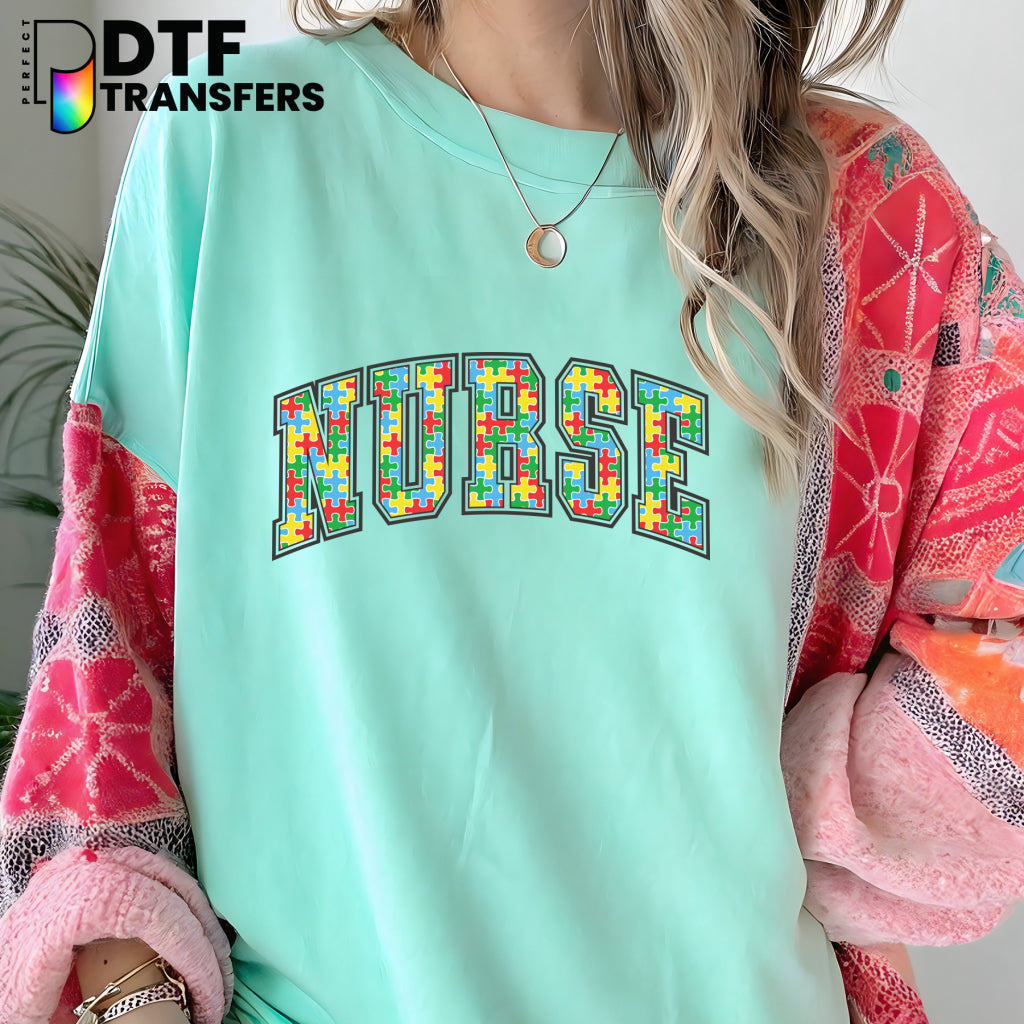 Autism Awareness Varsity Arch Nurse School Nurse – School Nurse DTF Transfer
