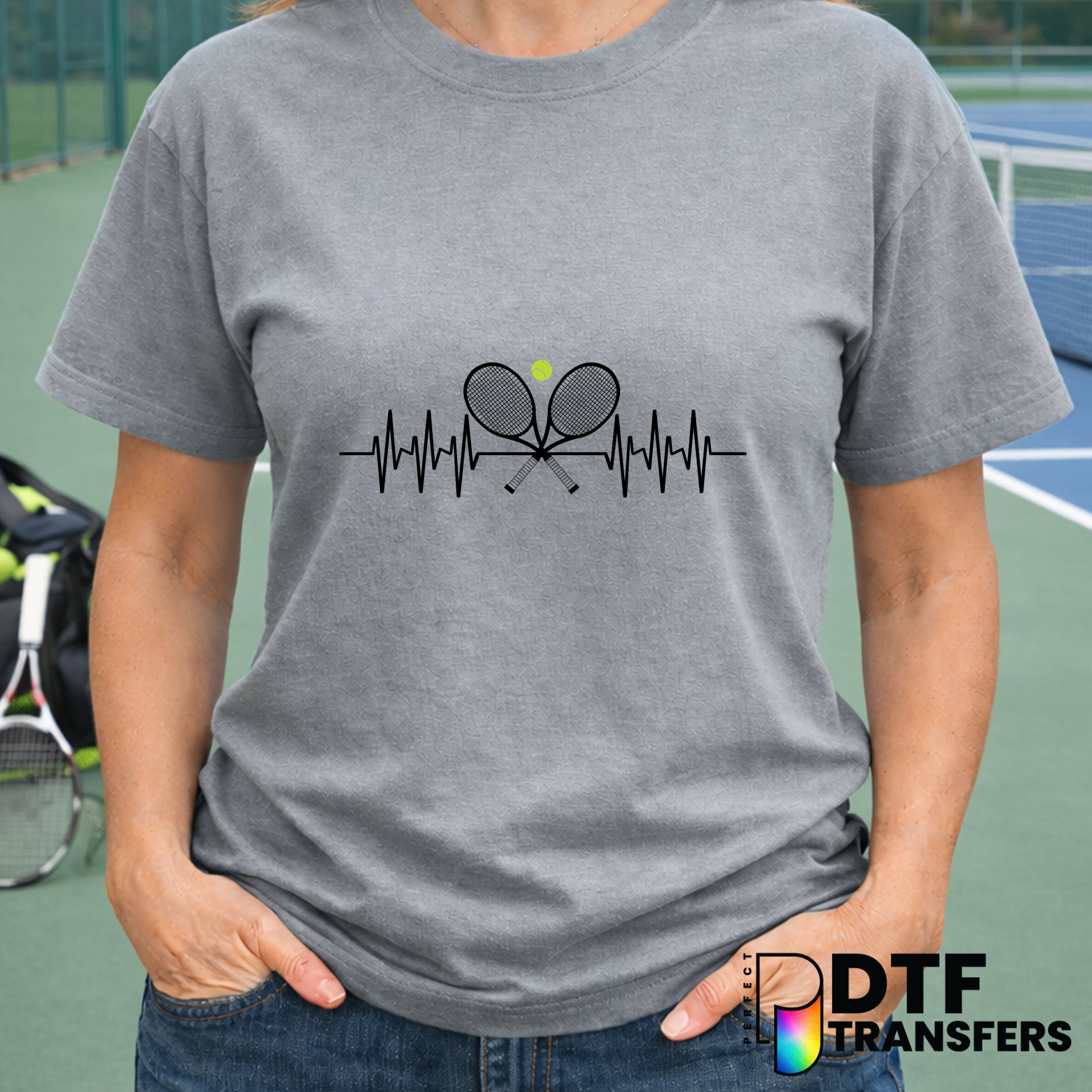 Love Tennis Rackets Heartbeat – DTF Transfer
