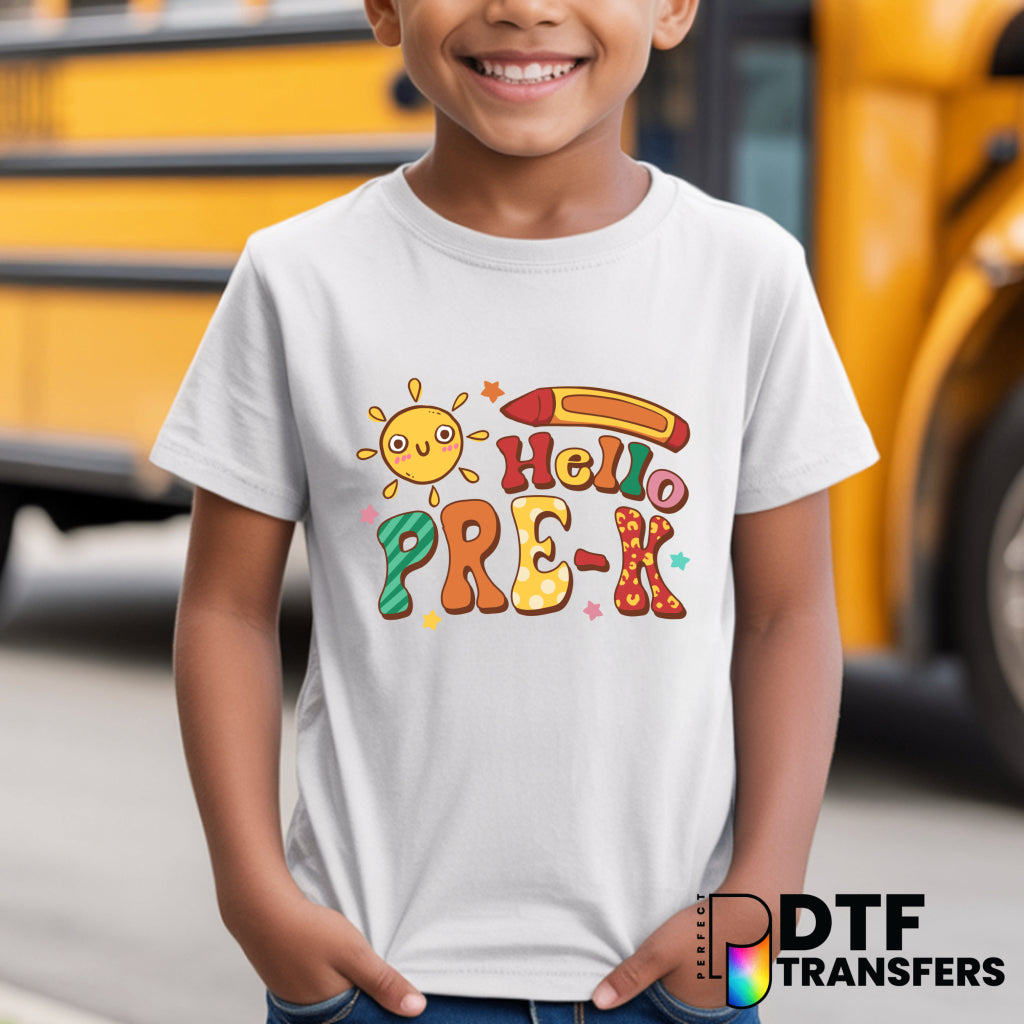 Hello Pre-K Sunshine Smiling Sun – Teacher DTF Transfer