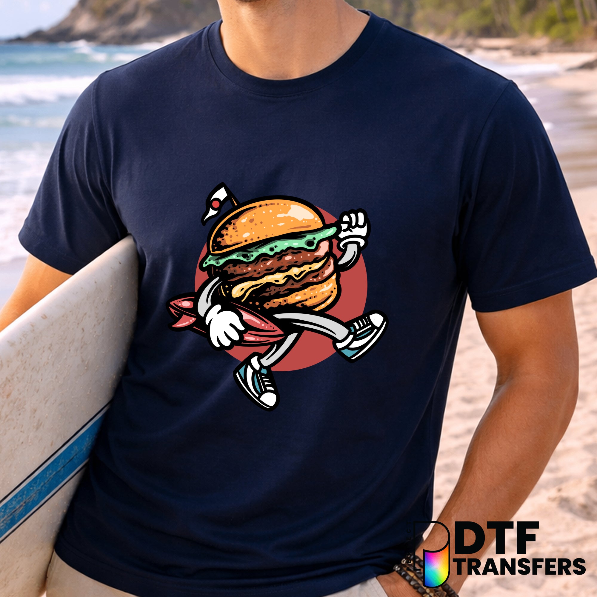 Surfing Burger Funny Summer – Surfing DTF Transfer