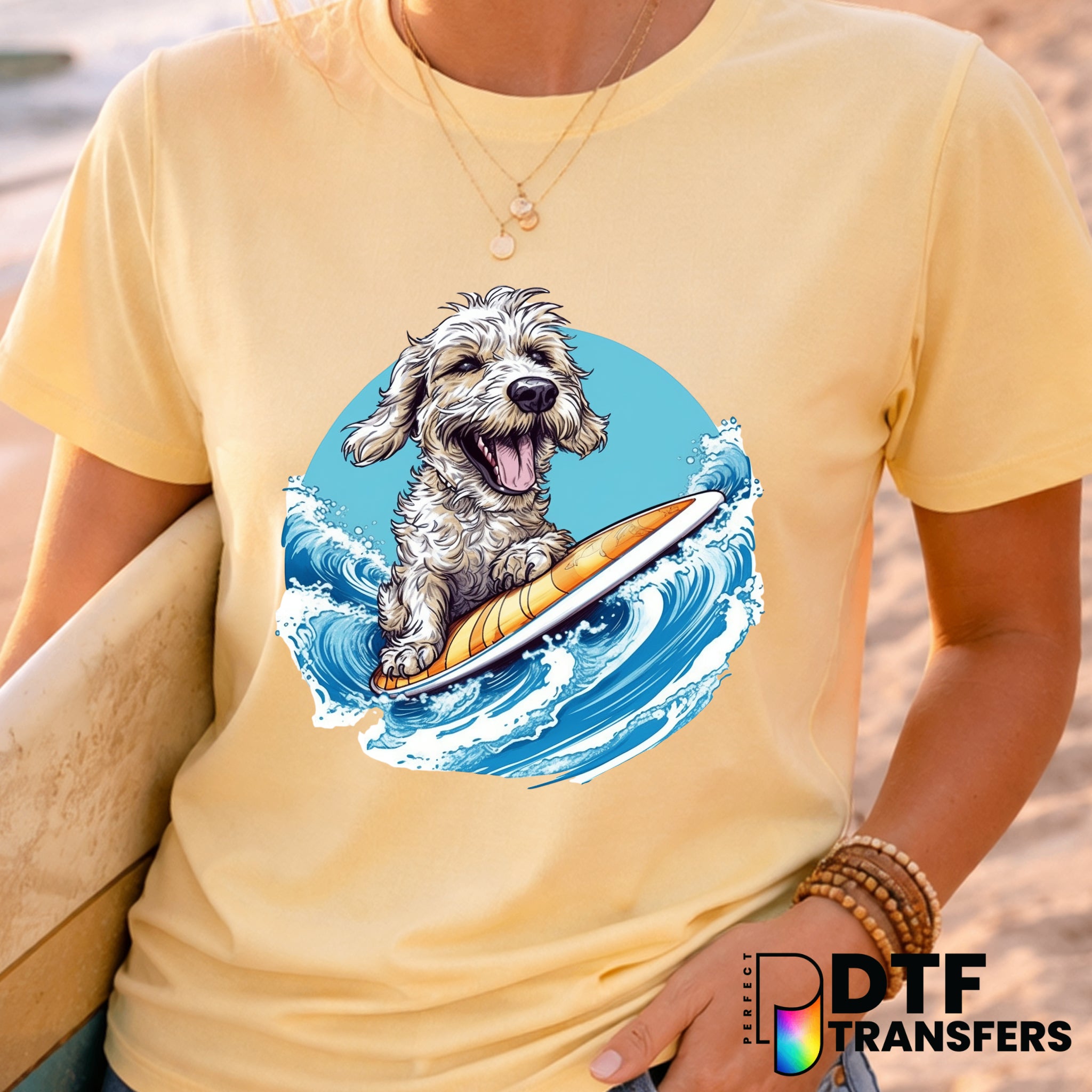 Cute Surfing Dog – Surfing DTF Transfer