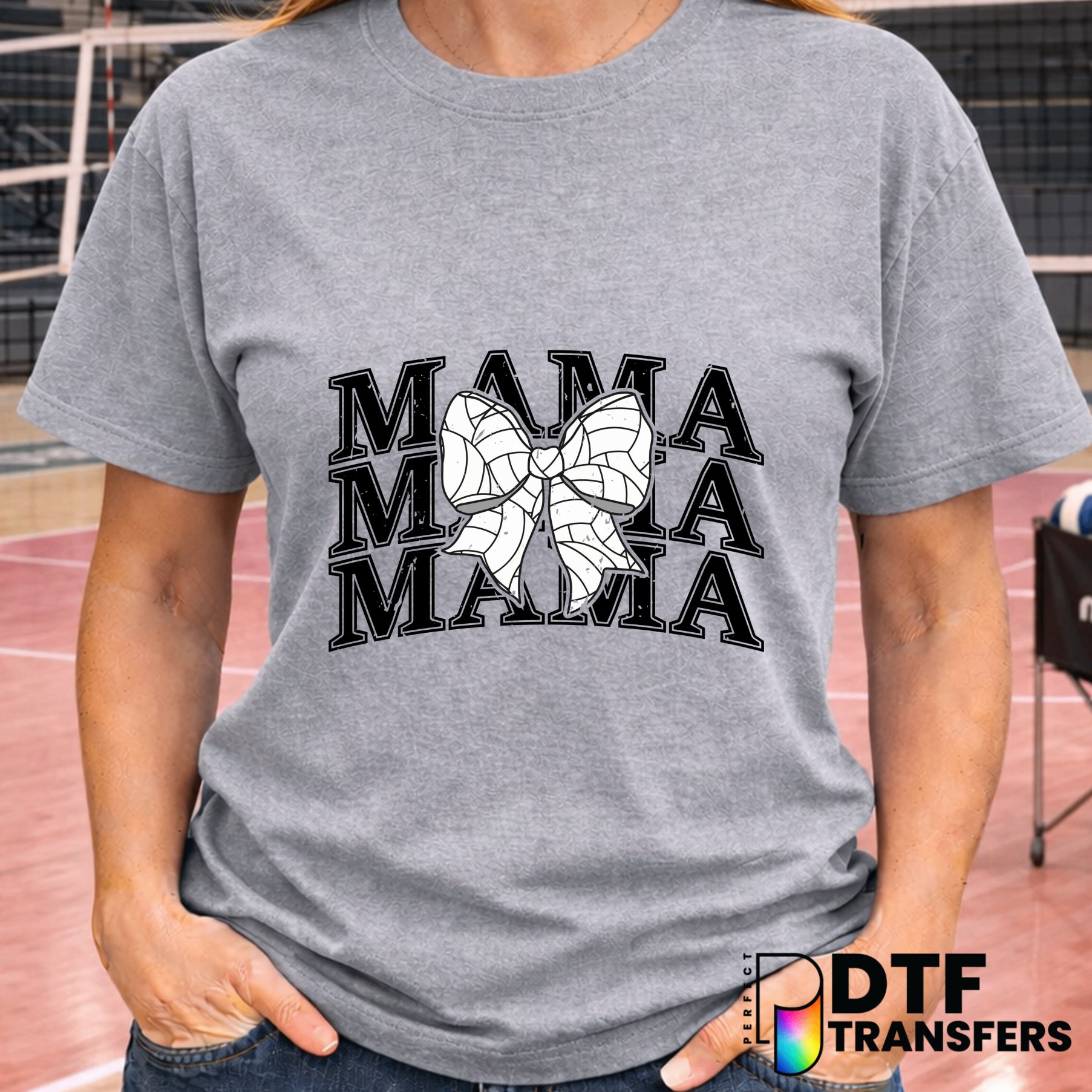 Mama Stacked Varsity Arch Coquette Volleyball Bow – Volleyball DTF Transfer