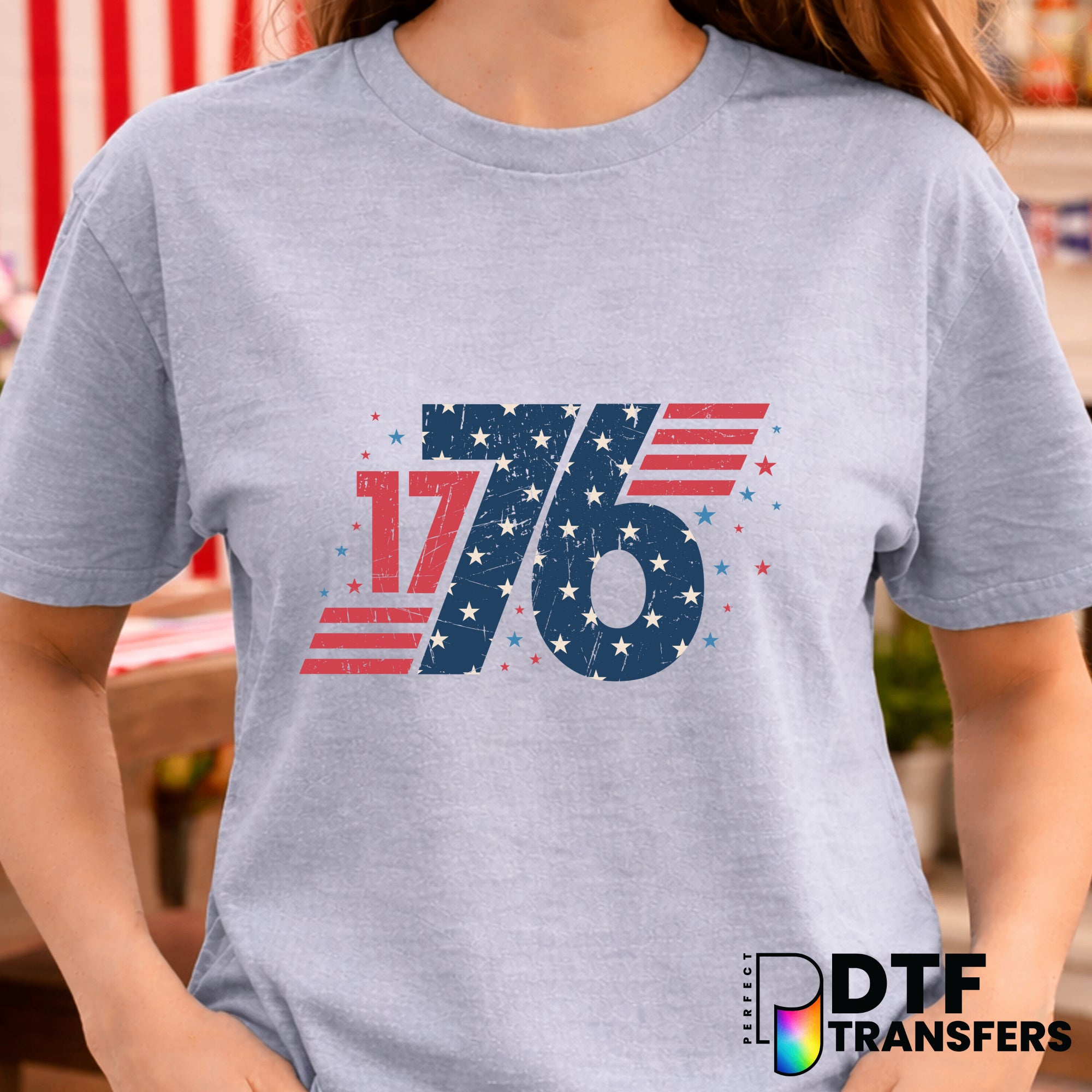 1776 Retro Stars Grunge America – Fourth of July DTF Transfer