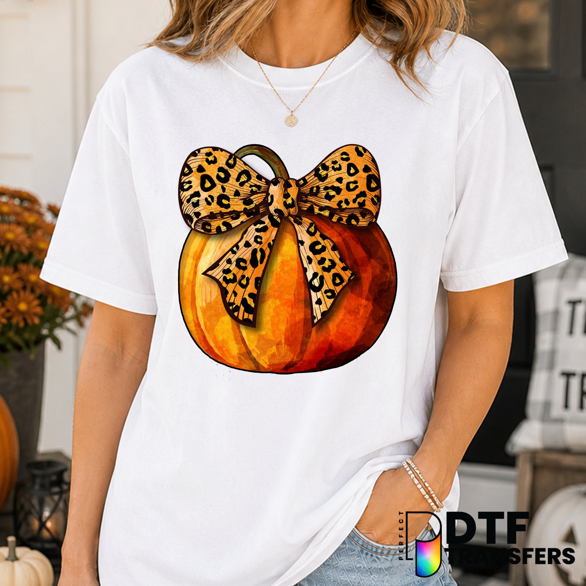 Coquette Bow Pumpkin Halloween Leopard – Halloween DTF Transfer