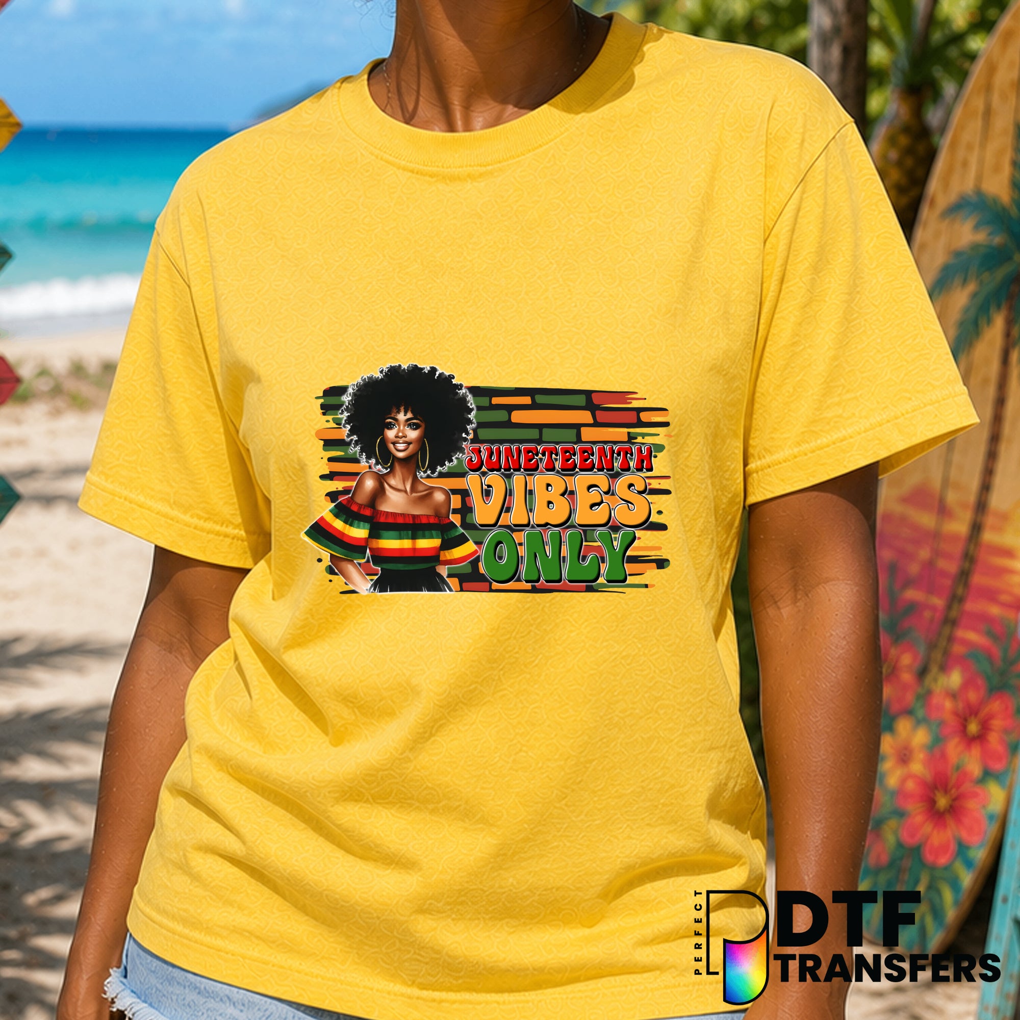 Juneteenth Vibes Only Black Queen – Black History Month DTF Transfer