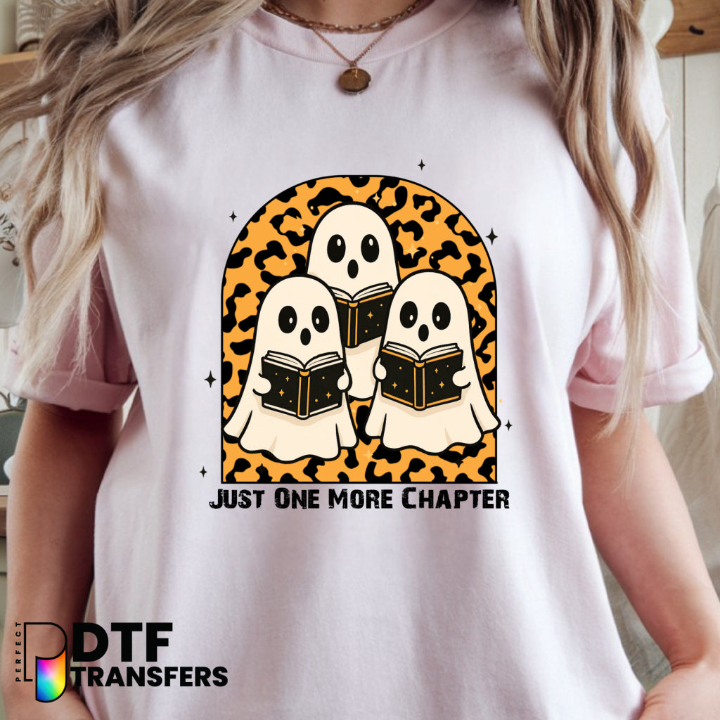 Just One More Chapter Leopard Ghost Reading Book – Teacher DTF Transfer