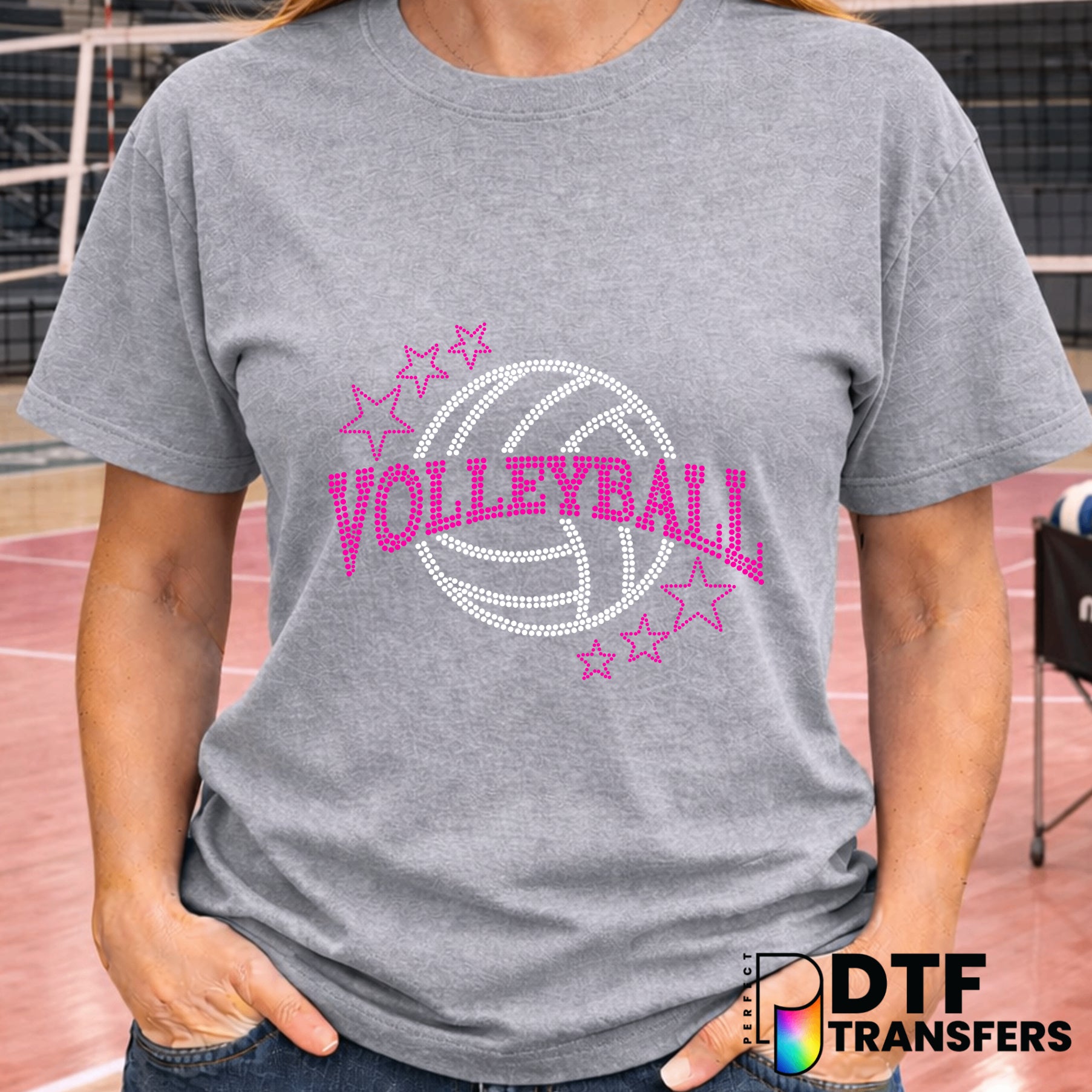 Volleyball Faux Rhinestone Stars – Volleyball DTF Transfer