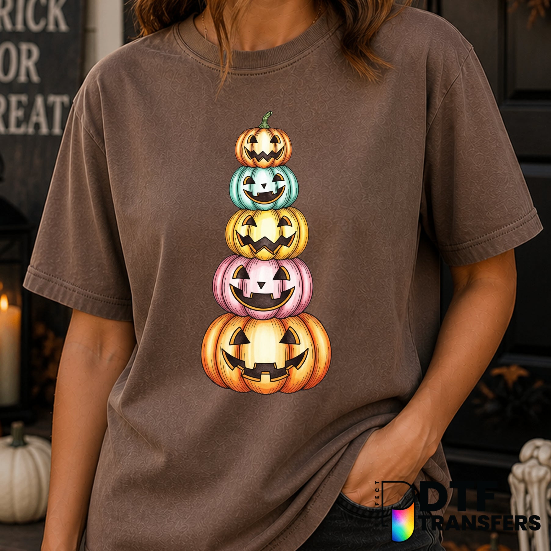 Stacked Pumpkins Halloween – DTF Transfer
