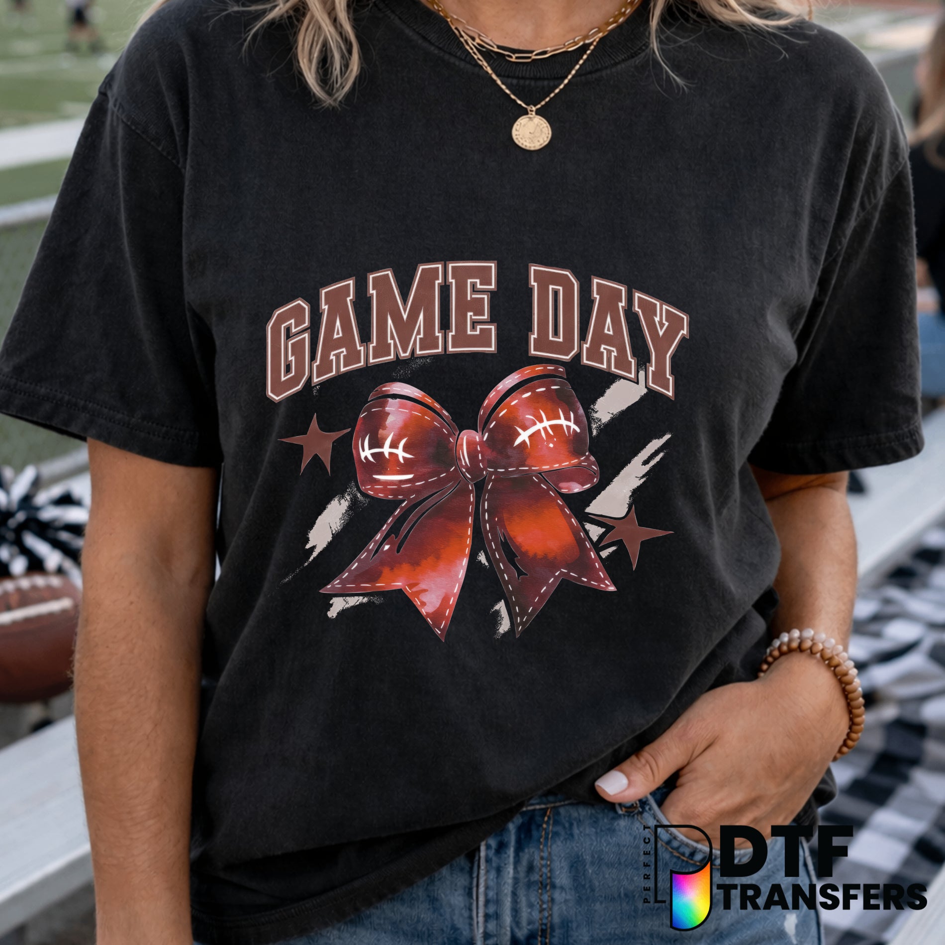Game Day Varsity Arch Football Coquette Bow – Football DTF Transfer
