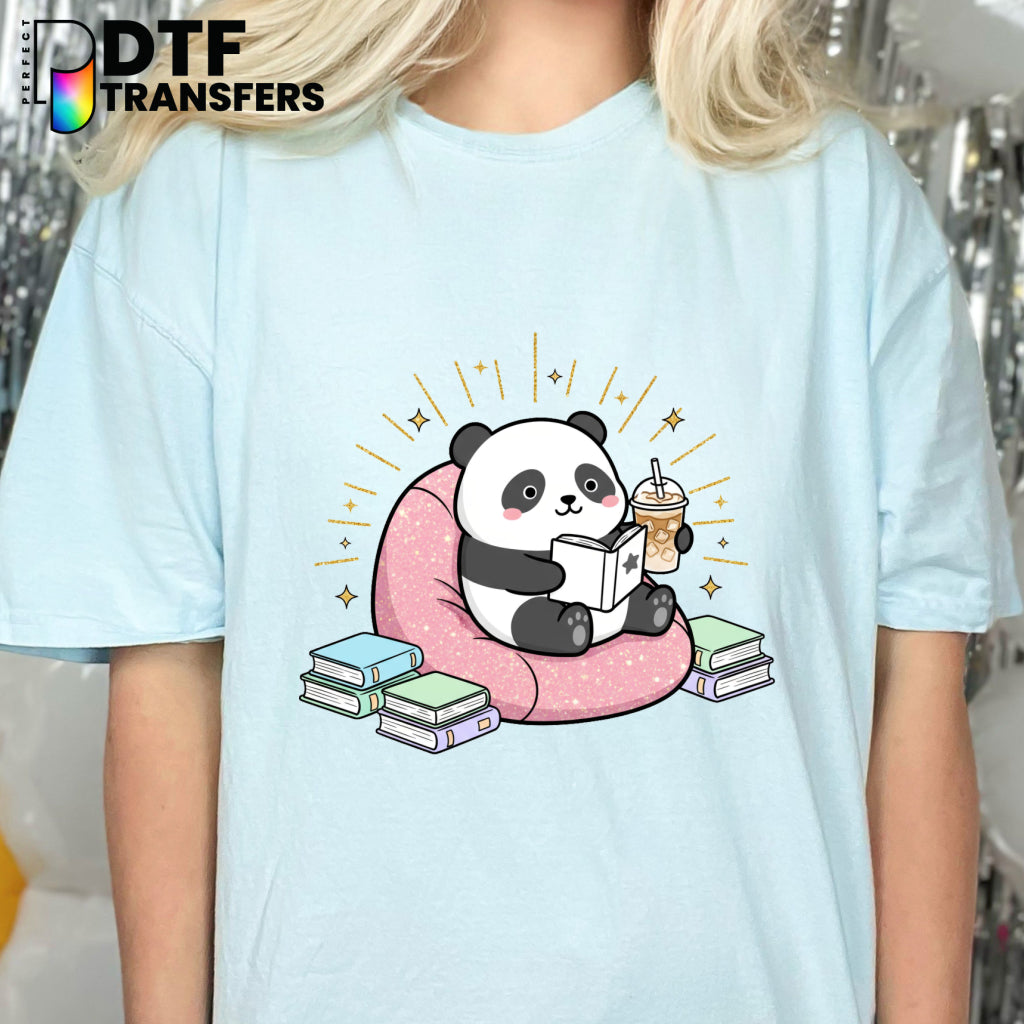 Cute Panda Reading Books – Teacher DTF Transfer