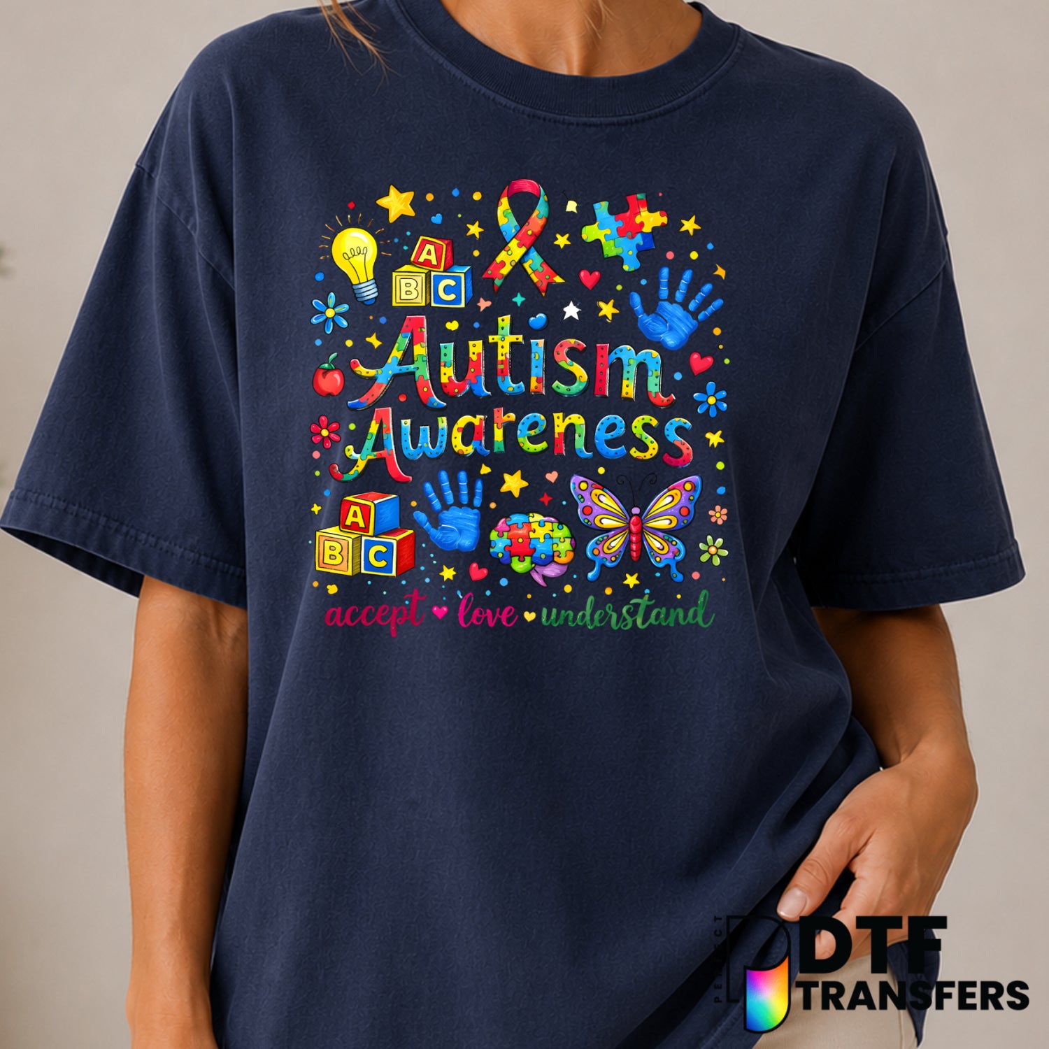 Accept Love Understand – Autism Awareness DTF Transfer (view 1 of 2) – by Perfect DTF Transfers – Premade DTF Transfers –...