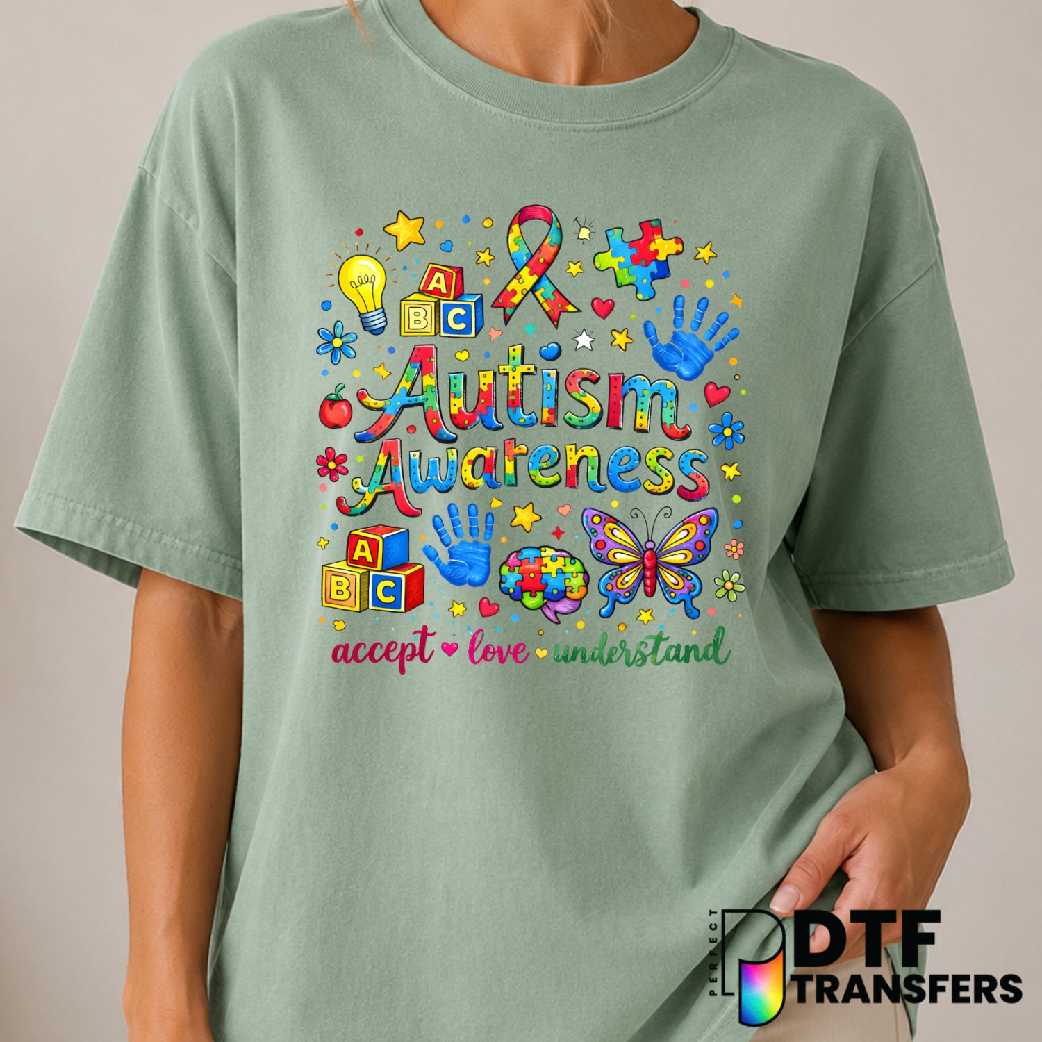Accept Love Understand – Autism Awareness DTF Transfer (view 2 of 2) – by Perfect DTF Transfers – Premade DTF Transfers –...