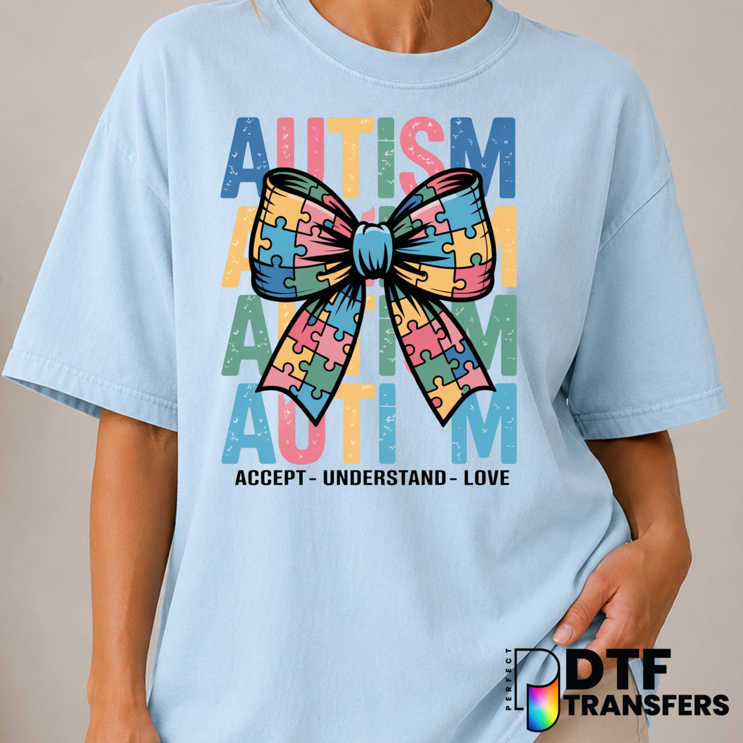 Accept Understand Love – Autism Awareness DTF Transfer (view 1 of 2) – by Perfect DTF Transfers – Premade DTF Transfers –...