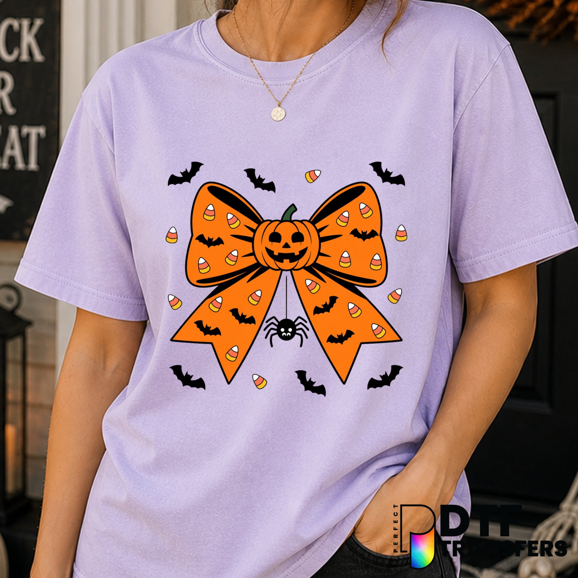 Cute Ghost with Witch Hat – Halloween DTF Transfer