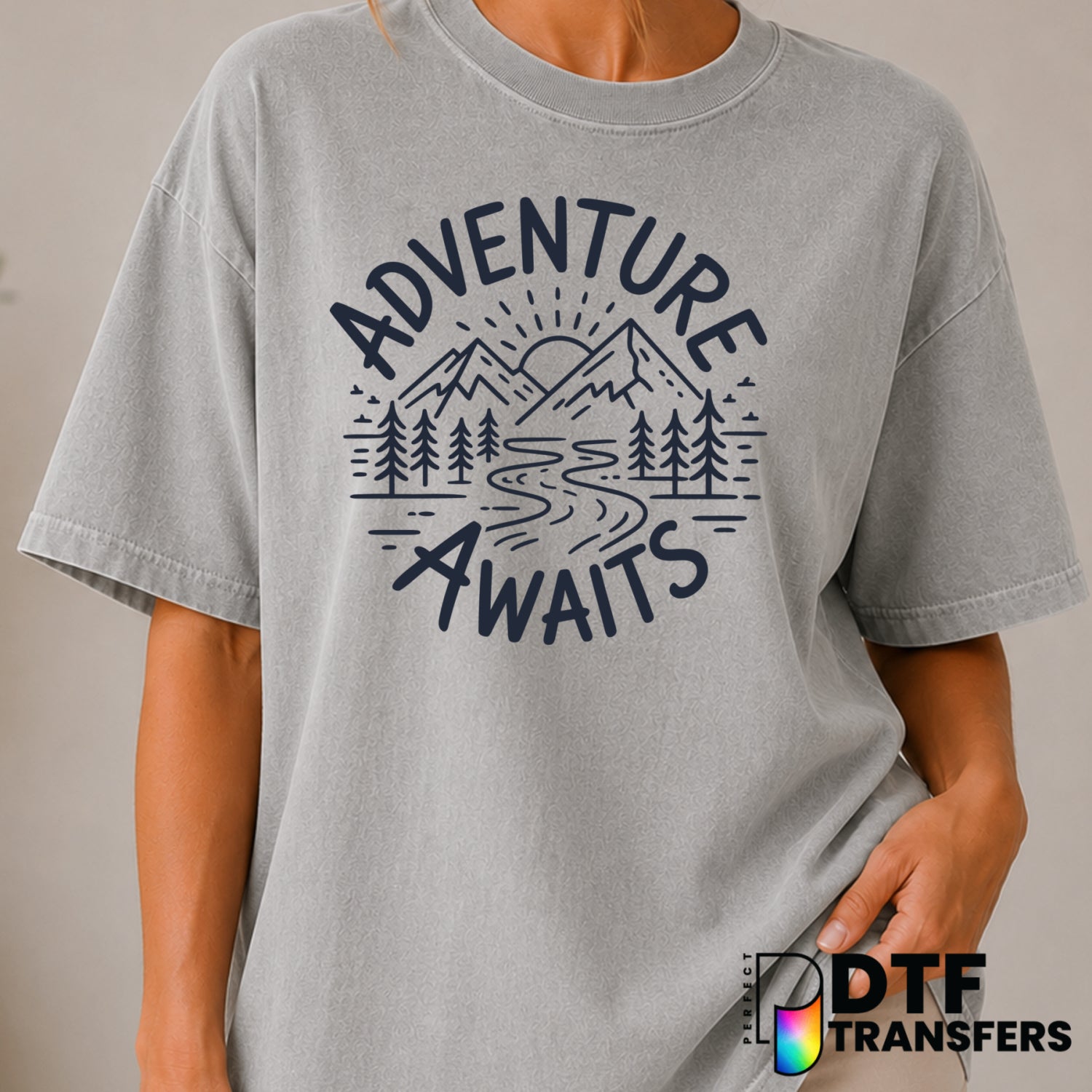 Adventure Awaits – Camping DTF Transfer (view 1 of 2) – by Perfect DTF Transfers – Premade DTF Transfers – Camping, Outdoor
