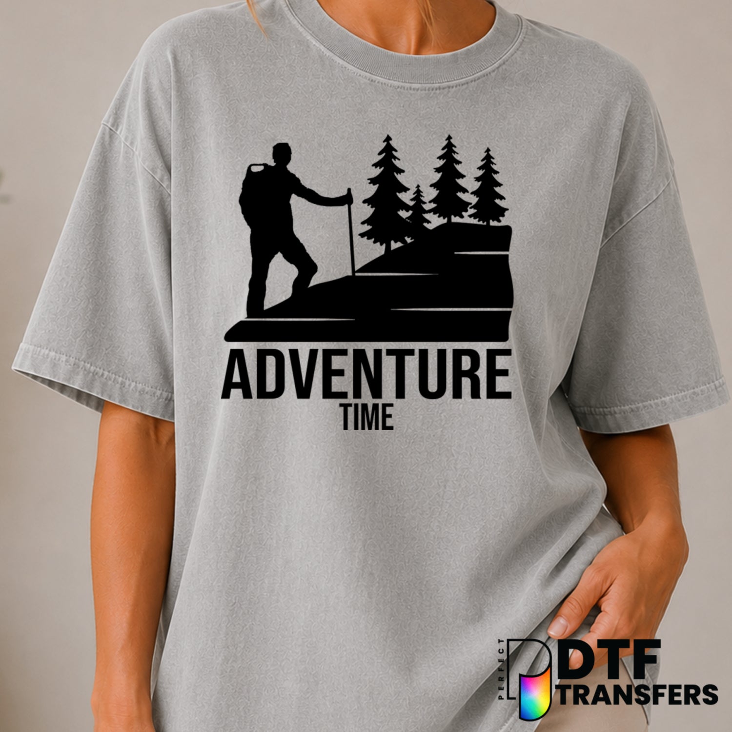 Adventure Time Hiking – DTF Transfer (view 1 of 2) – by Perfect DTF Transfers – Premade DTF Transfers – Hiking, Outdoor