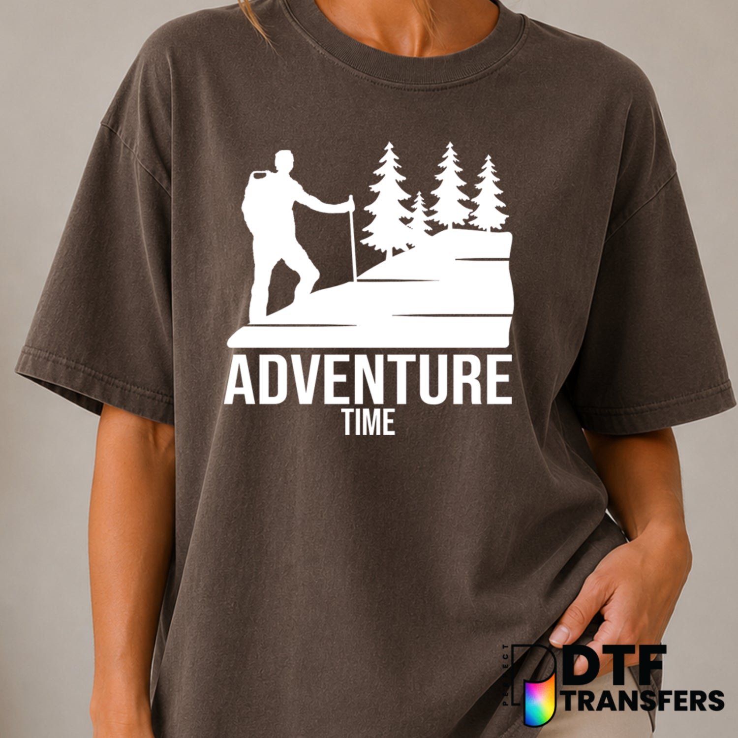 Adventure Time Hiking Outdoors Trail Hike Mountains – Hiking DTF Transfer (view 1 of 2) – by Perfect DTF Transfers – Prema...