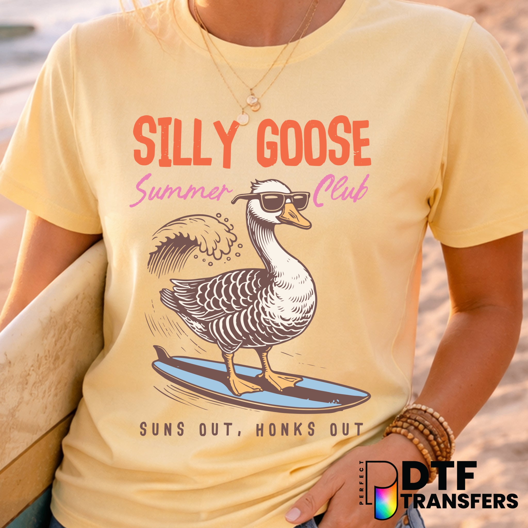 Silly Goose Summer Club Surfing – DTF Transfer