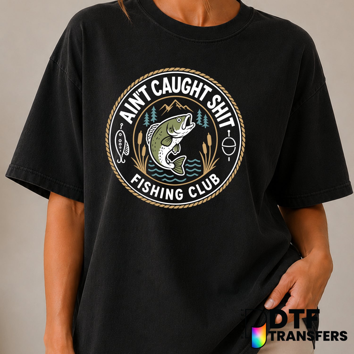 AIN'T CAUGHT SHIRT FISHING CLUB – Fishing DTF Transfer (view 1 of 2) – by Perfect DTF Transfers – Premade DTF Transfers –...
