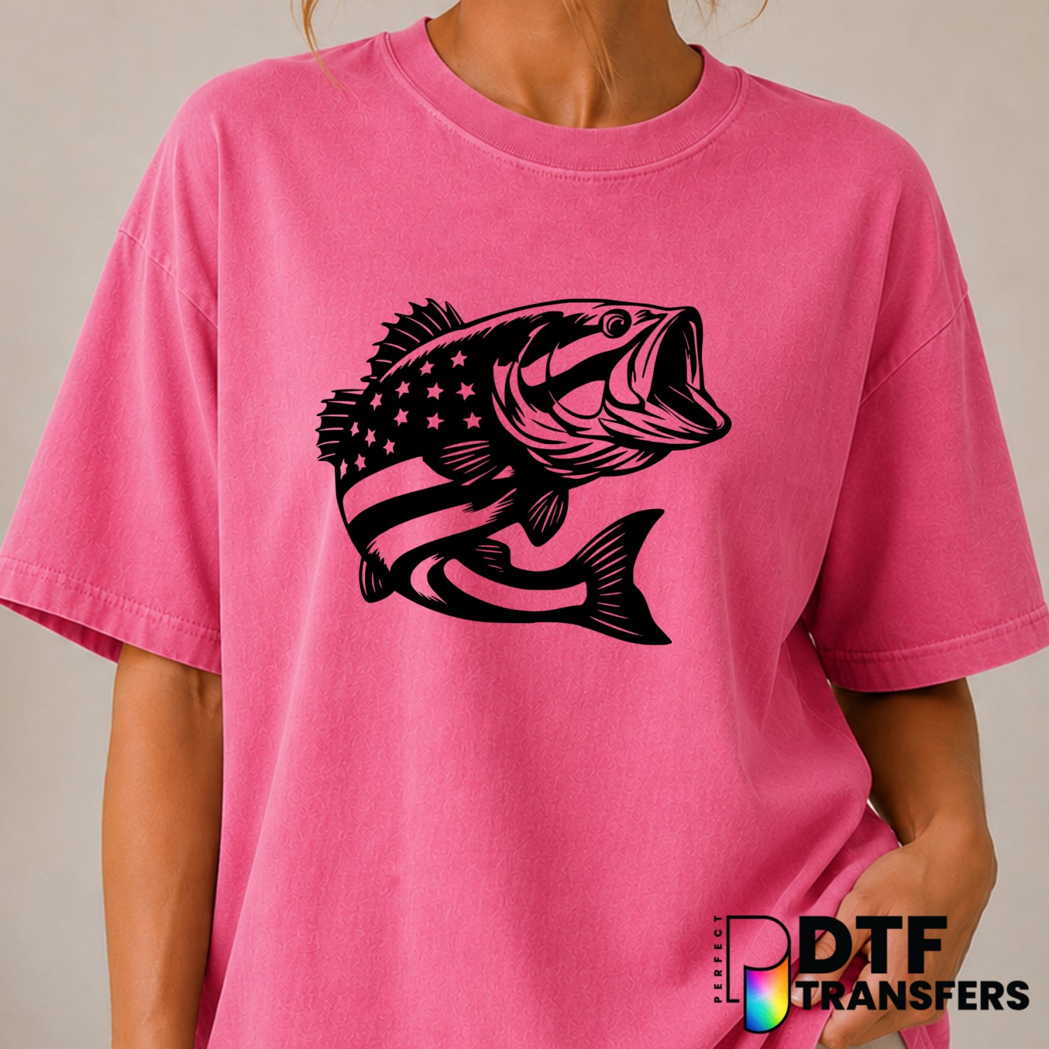 AMERICAN BASS PATRIOTIC ANGLER – Fishing DTF Transfer (view 1 of 2) – by Perfect DTF Transfers – Premade DTF Transfers – F...