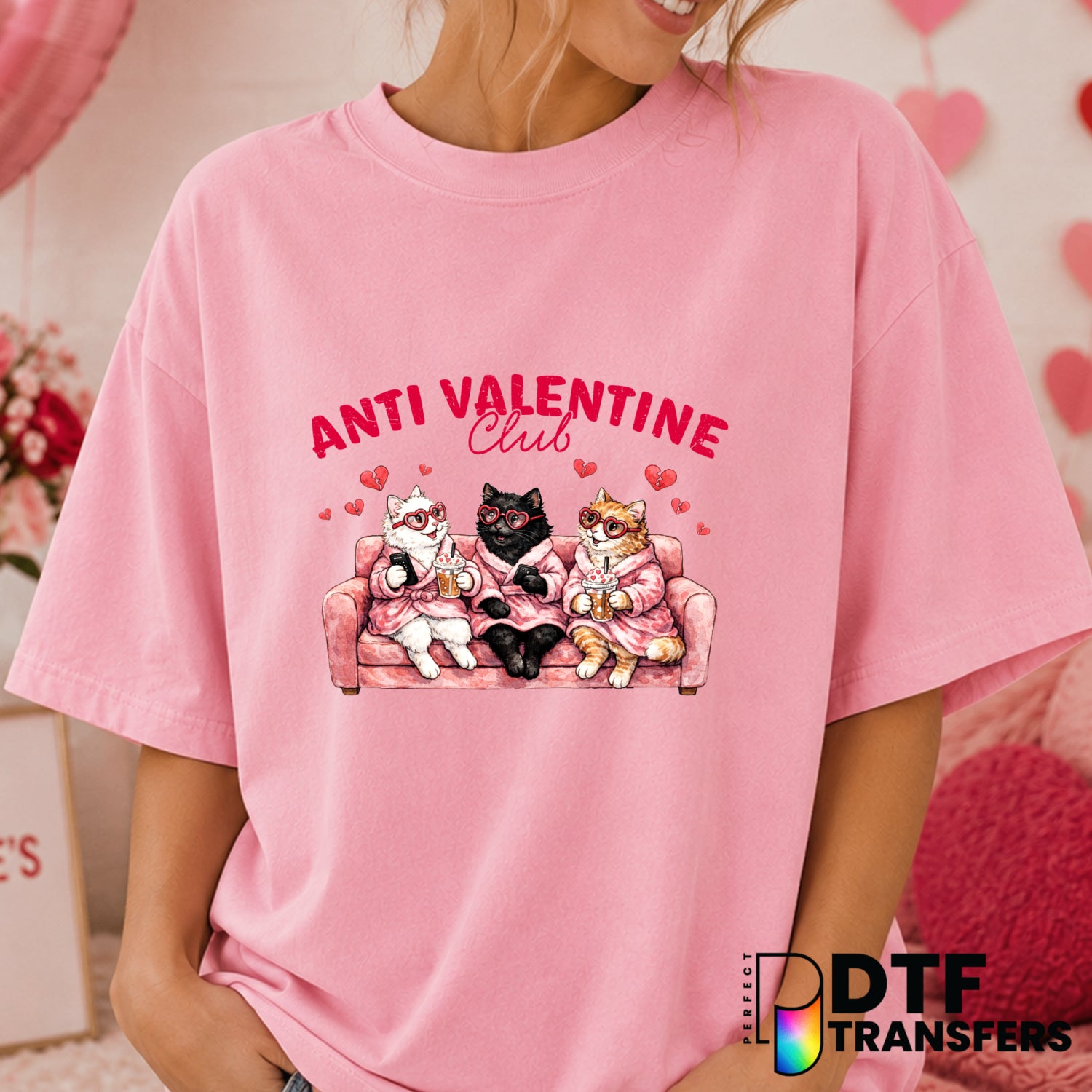 Anti Valentine Club – Valentine's Day DTF Transfer (view 1 of 2) – by Perfect DTF Transfers – Premade DTF Transfers – Vale...