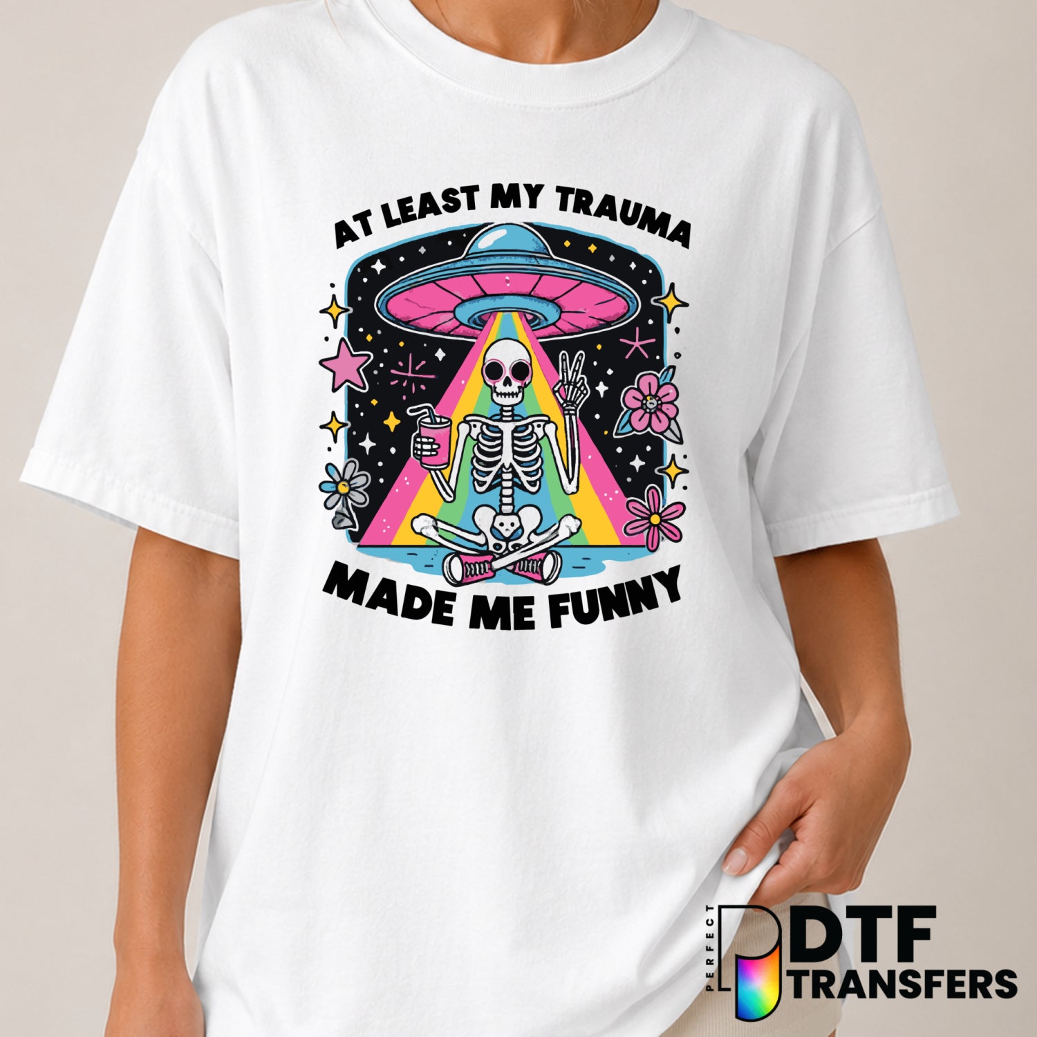 At Least My Trauma Made Me Funny – Mental Health Awareness DTF Transfer (view 2 of 2) – by Perfect DTF Transfers – Premade...