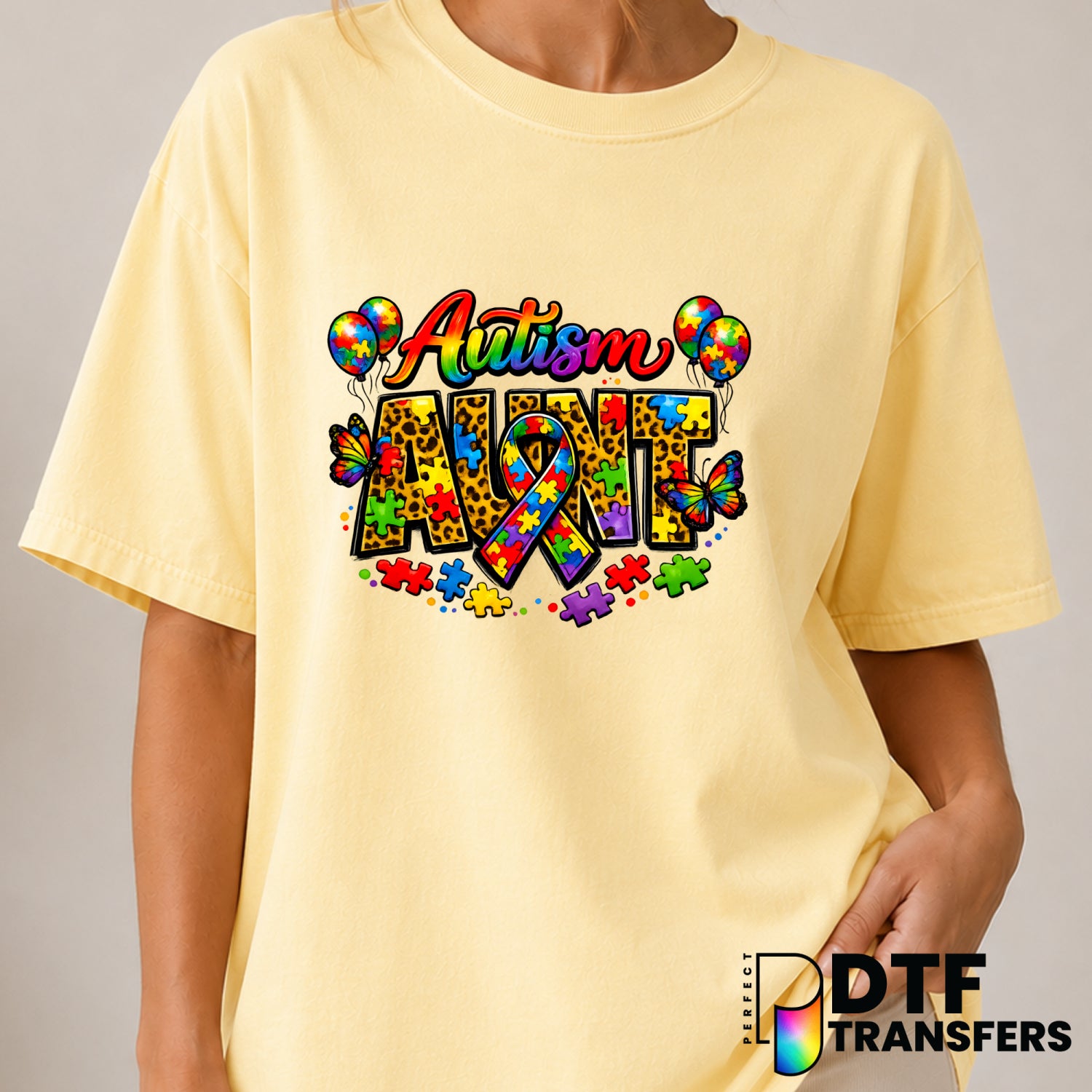 Autism Aunt – Autism Awareness DTF Transfer (view 1 of 2) – by Perfect DTF Transfers – Premade DTF Transfers – Autism Awar...