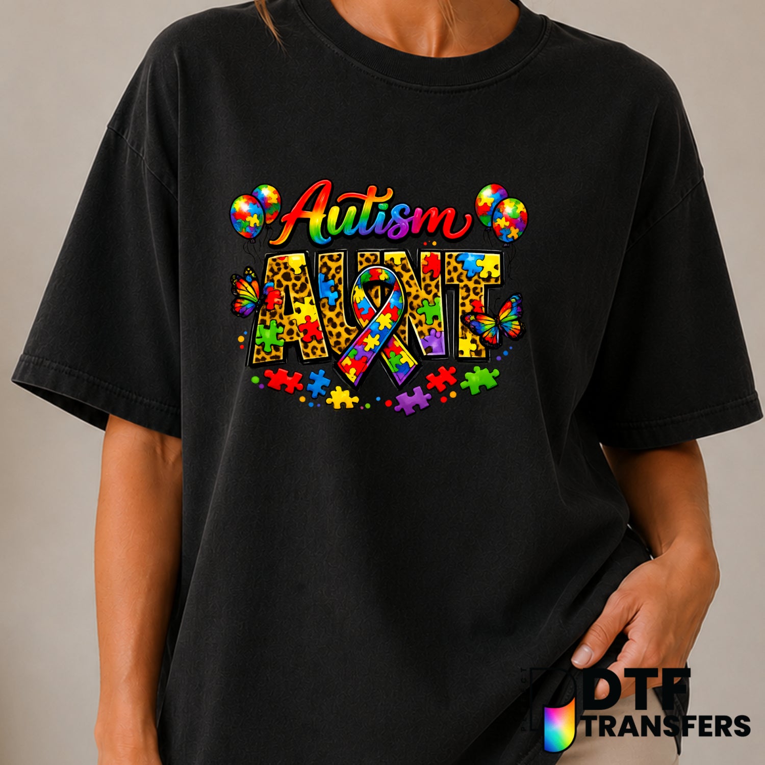 Autism Aunt – Autism Awareness DTF Transfer (view 2 of 2) – by Perfect DTF Transfers – Premade DTF Transfers – Autism Awar...