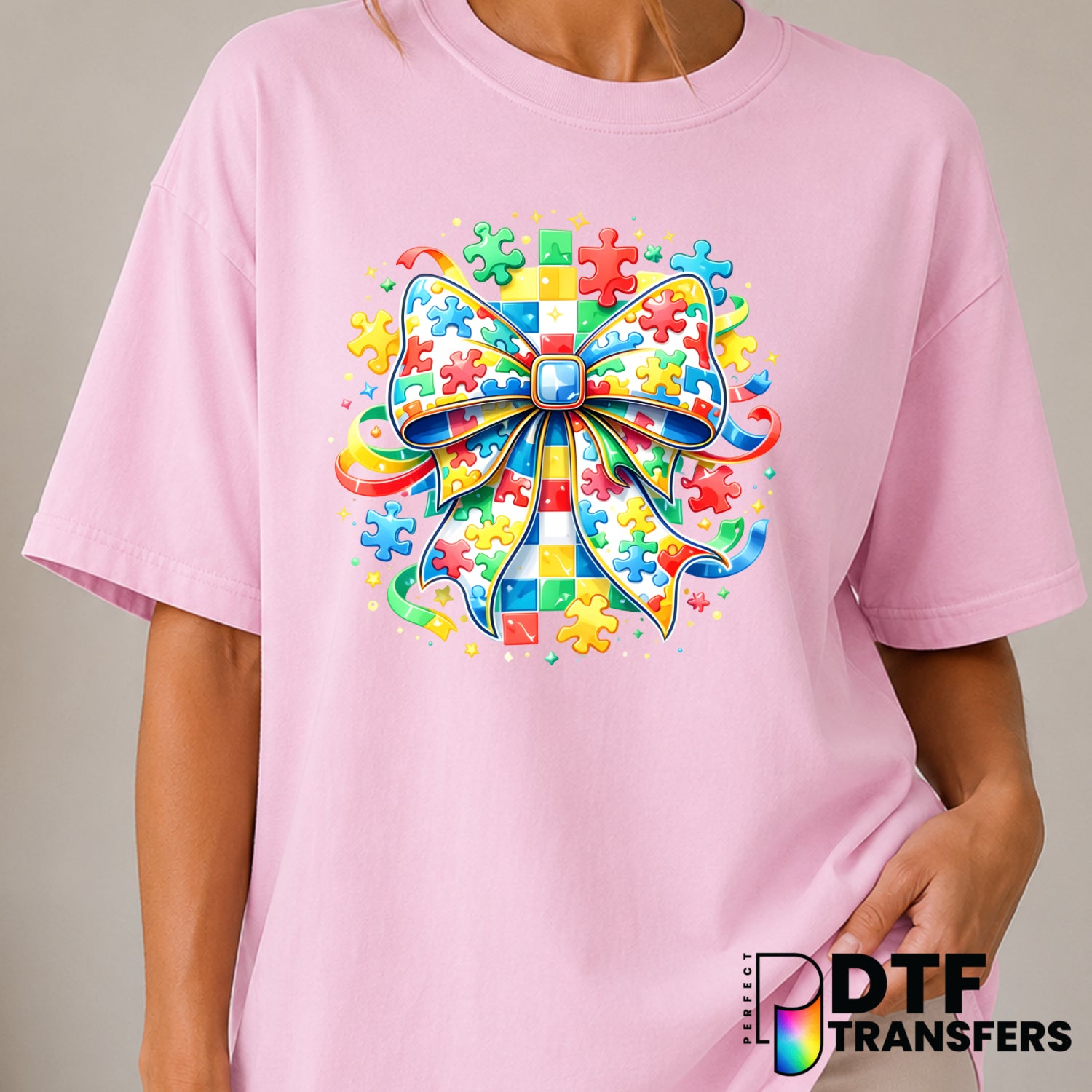 Autism Awareness Puzzle Ribbon – DTF Transfer (view 2 of 2) – by Perfect DTF Transfers – Premade DTF Transfers – Autism Aw...