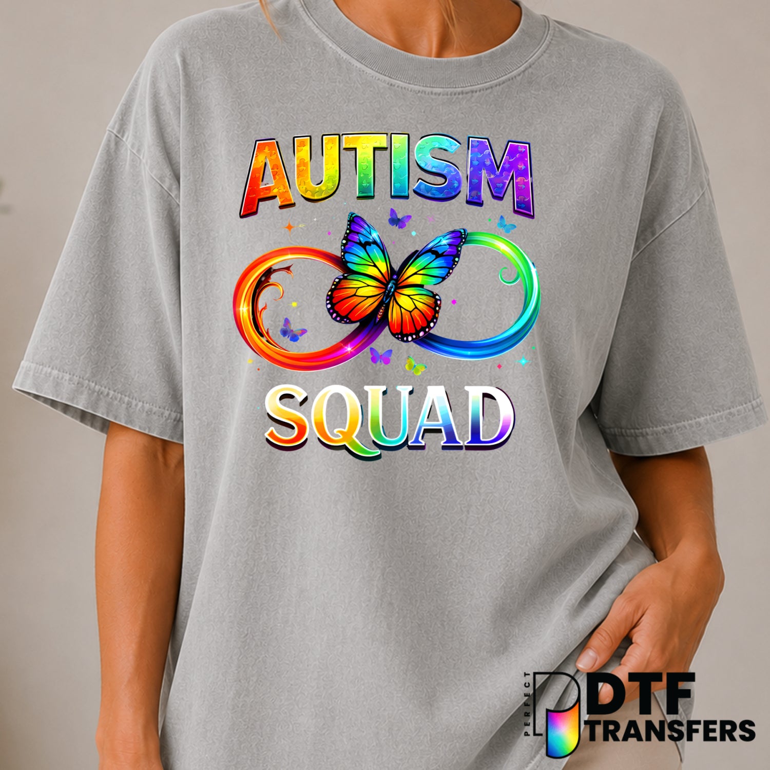 Autism Squad Butterfly Infinity Puzzle – Autism Awareness DTF Transfer (view 1 of 2) – by Perfect DTF Transfers – Premade...