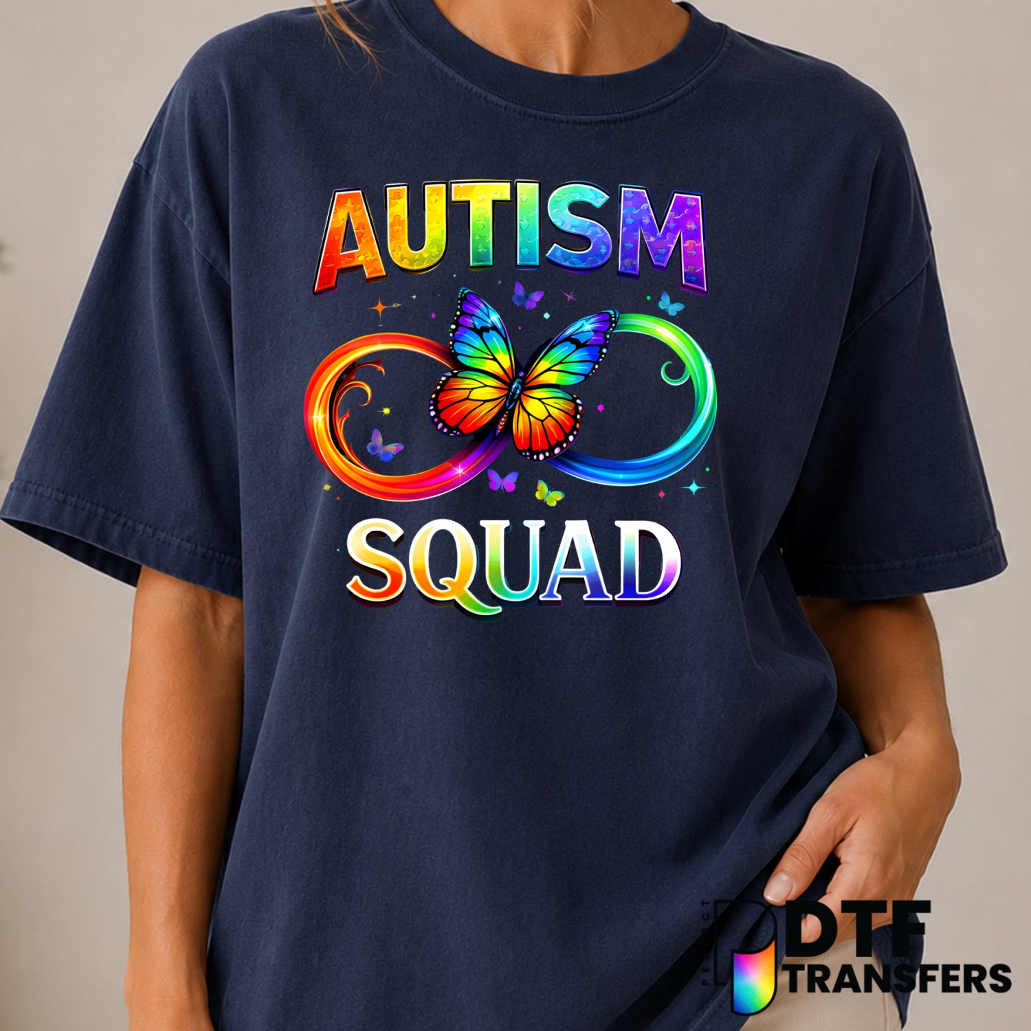 Autism Squad Butterfly Infinity Puzzle – Autism Awareness DTF Transfer (view 2 of 2) – by Perfect DTF Transfers – Premade...