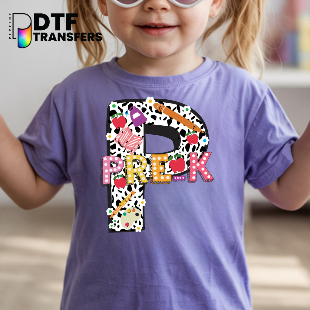 P Pre-K TEACHER Colorful Dalmatian Spots – Teacher DTF Transfer