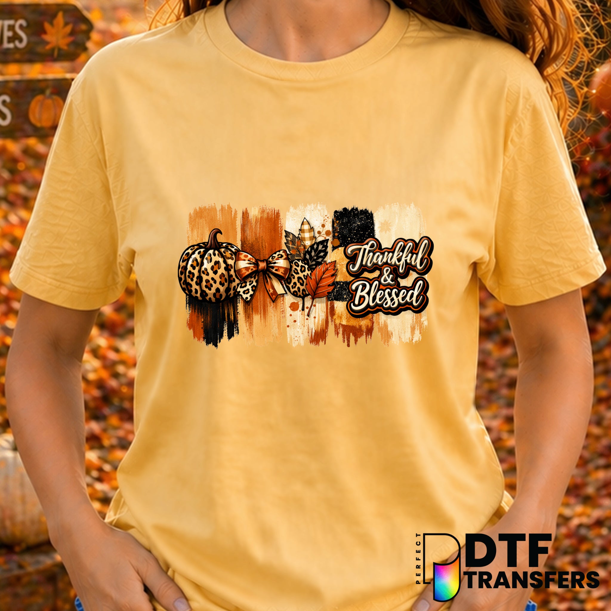 Thankful & Blessed – Thanksgiving DTF Transfer