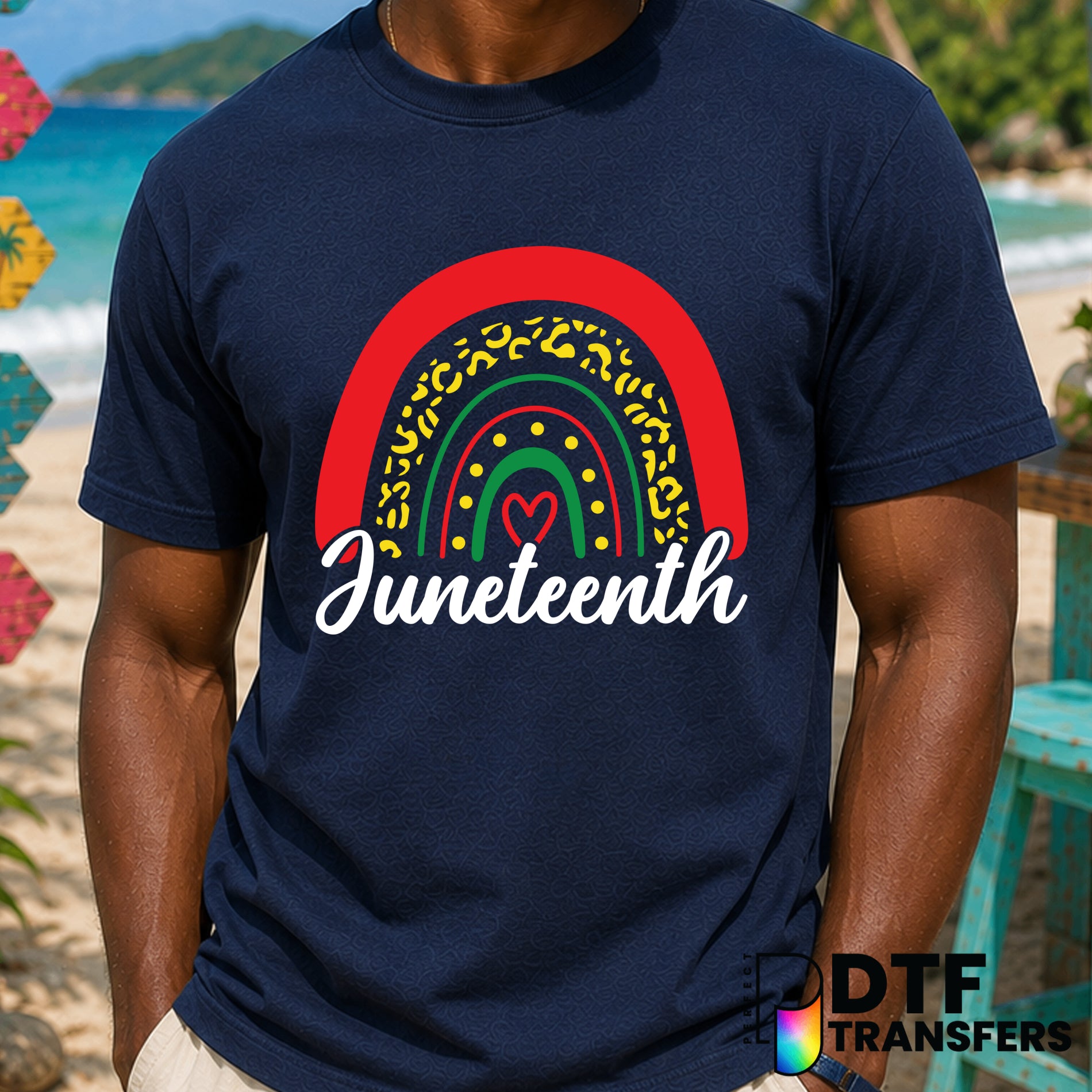 Juneteenth Rainbow Leopard Heart Black History Month – DTF Transfer