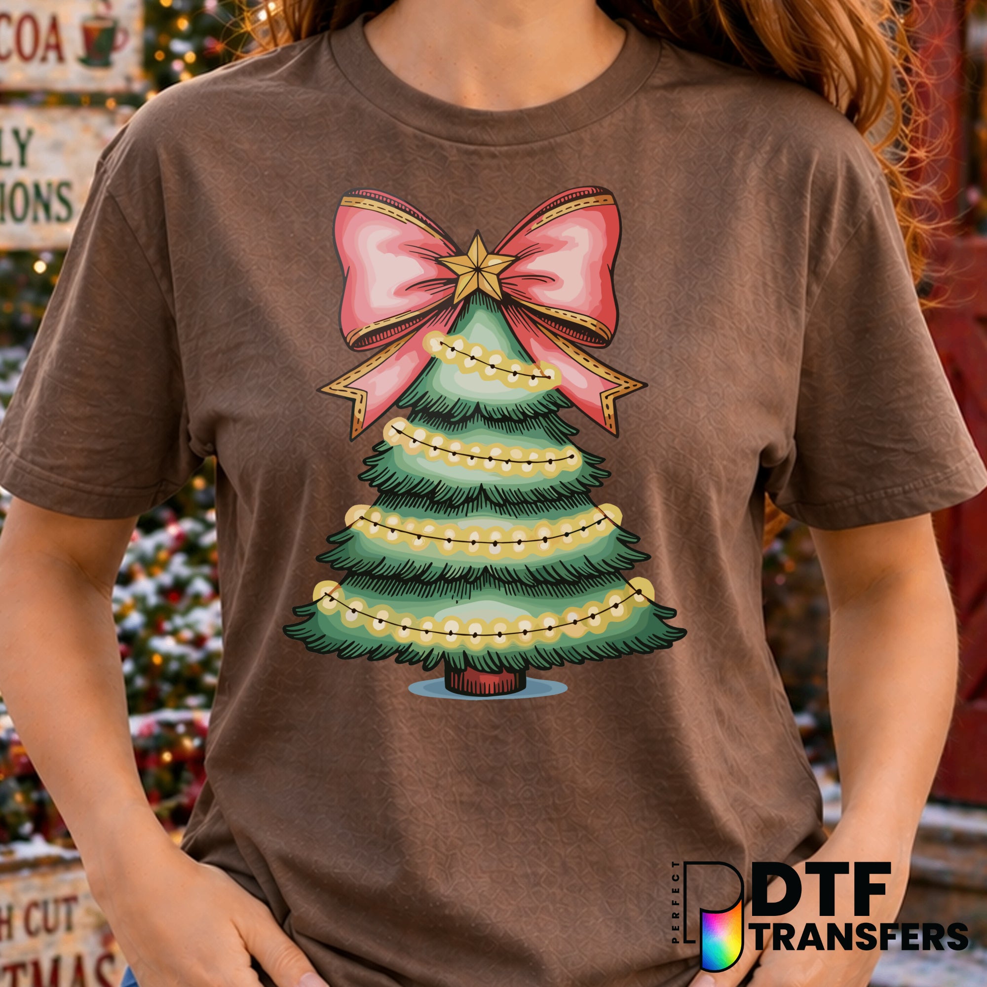Coquette Bow Christmas Tree – Christmas DTF Transfer
